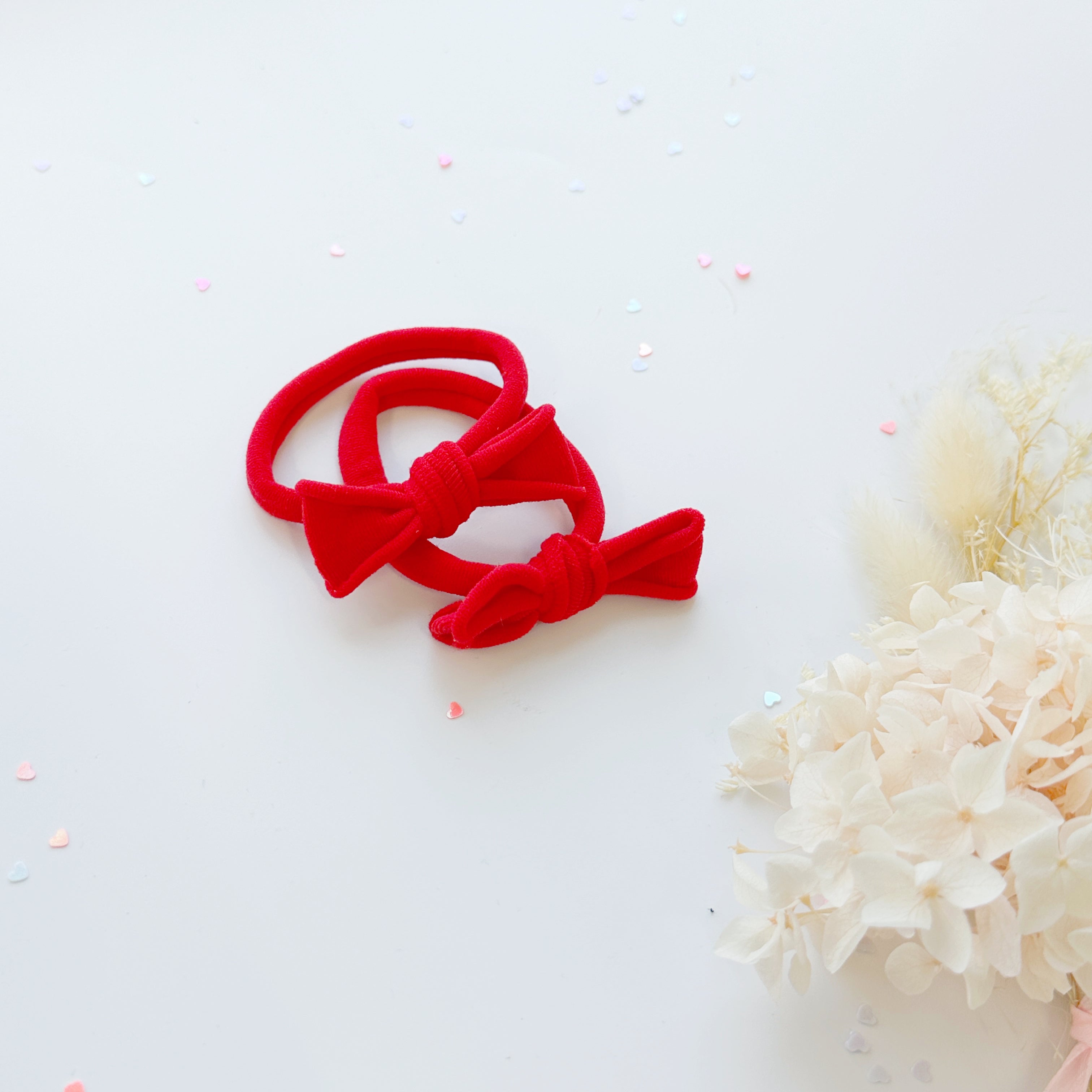 Handmade Simple Bow metal free hair ties -POP - 3 Pairs Pop Colour — image 6