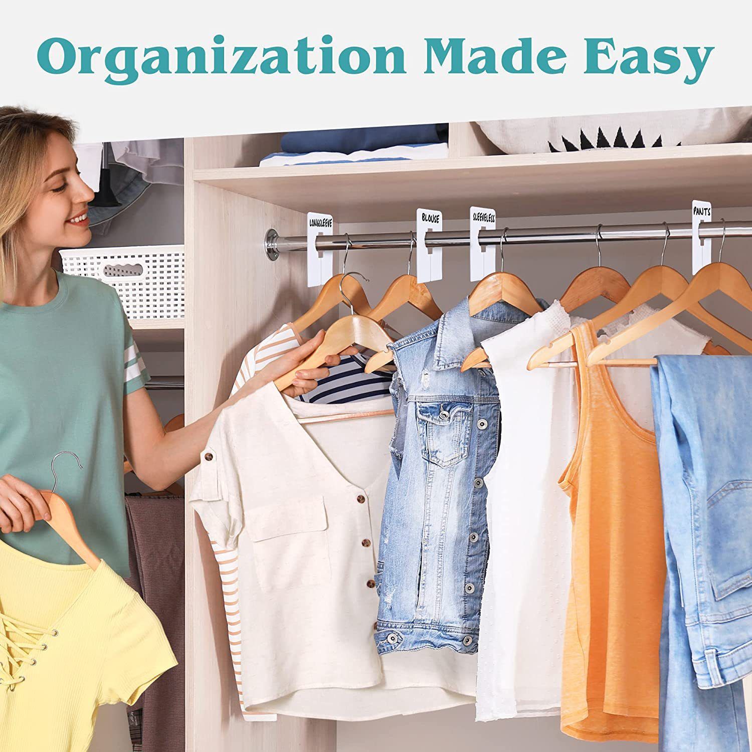 20 PCS Closet Rack Dividers, Wardrobe partition board White Rectangular Clothing Hanger Dividers Writable & Reusable — image 4