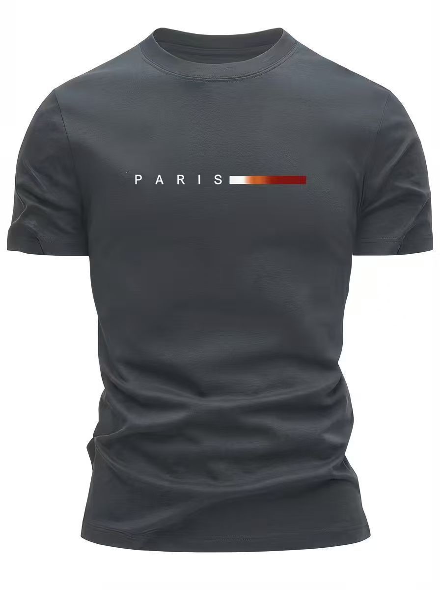 Men'S T-Shirt Lightweight T-Shirt Crew Neck T-Shirt Quick Dry T-Shirt Paris - Black - Size XL — image 4