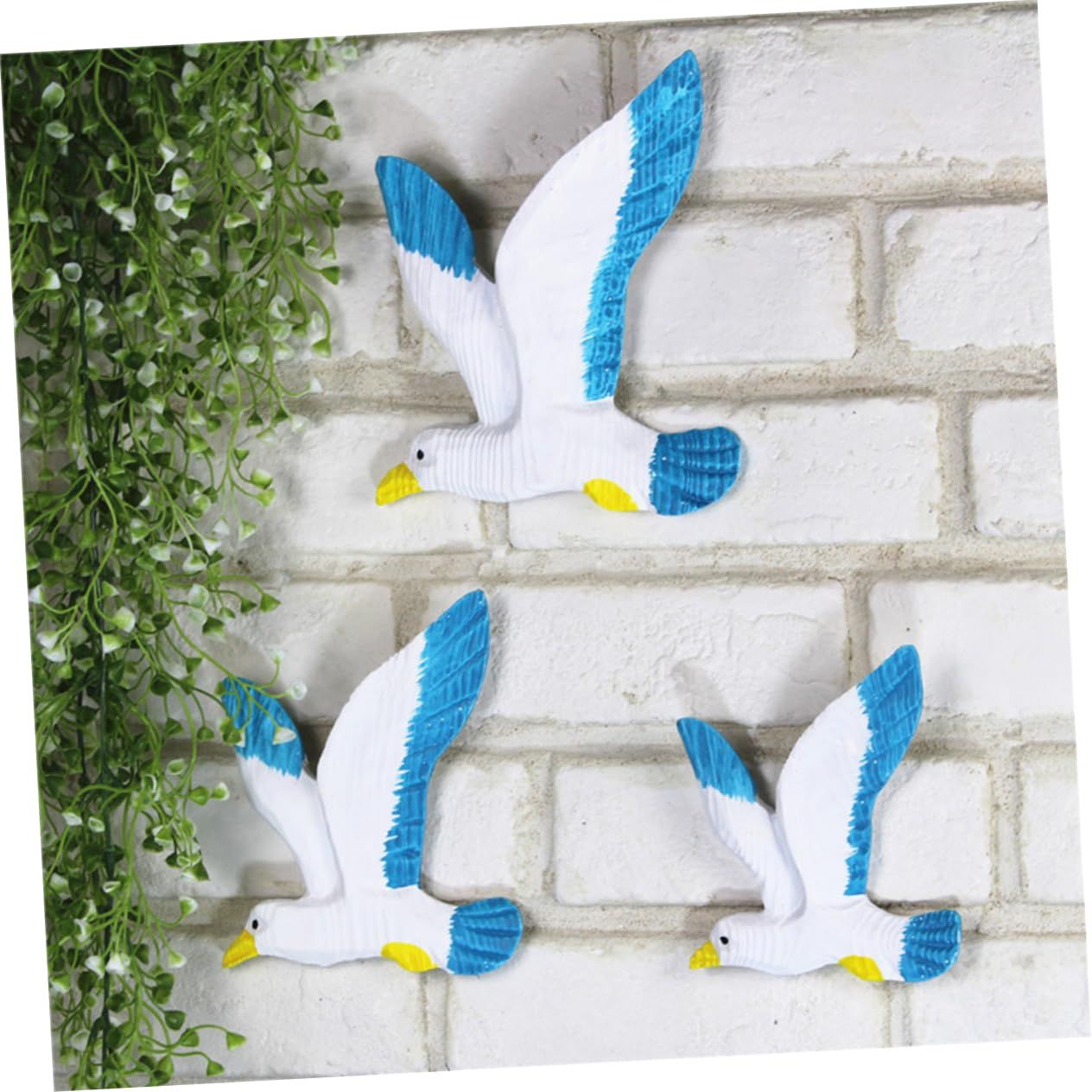 3pcs Resin Sea Birds Ornament Seagull Wall Art Seagull Wall Plaques for Beach Seagull Statue Figurines Seabird Wall Decoration