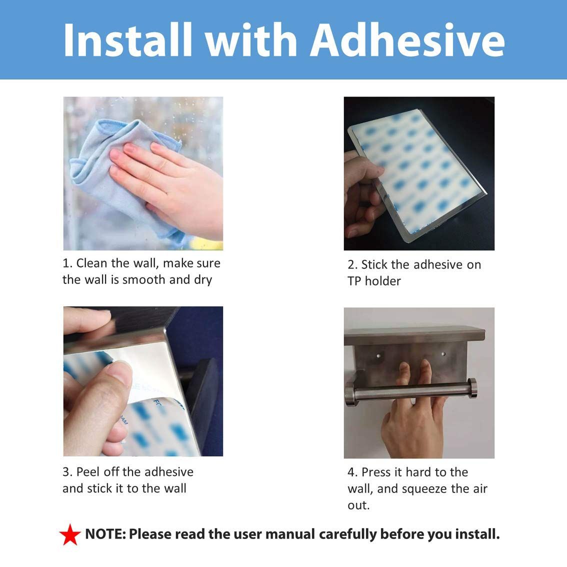Toilet Paper Holder - Toilet Paper Roll Holder with Shelf, Adhesive No Drilling or Wall Mounted with Screws for Bathroom โ image 5