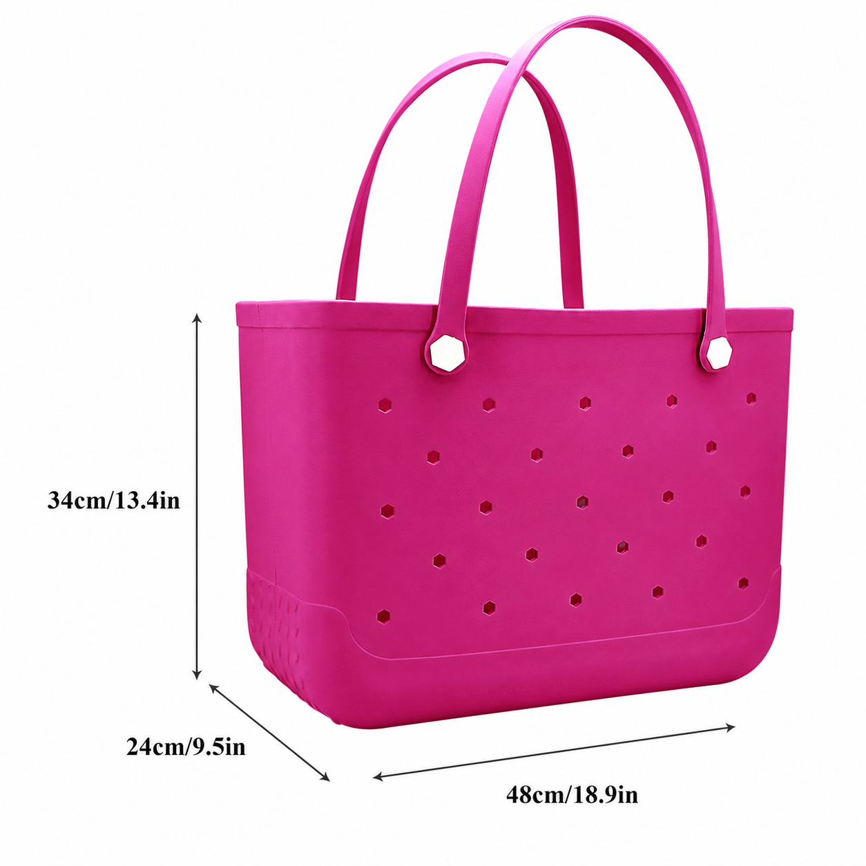 Waterproof Hexagon Mesh Beach Bag - Large Capacity Travel Storage Tote for Swimwear Towel Sunglasses - Rose Red Large 48x34x24cm โ image 5