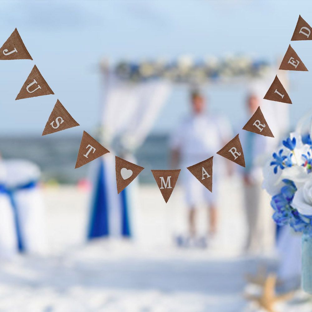 Burlap Triangle Banner Hanging Flags for Party Wedding Bridal Proposal Decoration 01 — image 2