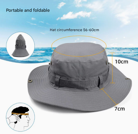 Army Green Foldable Wide Brim Sun Hat Unisex Bucket Safari Cap Adjustable 56-60cm for Fishing Hiking Camping and Outdoor Travel โ image 2