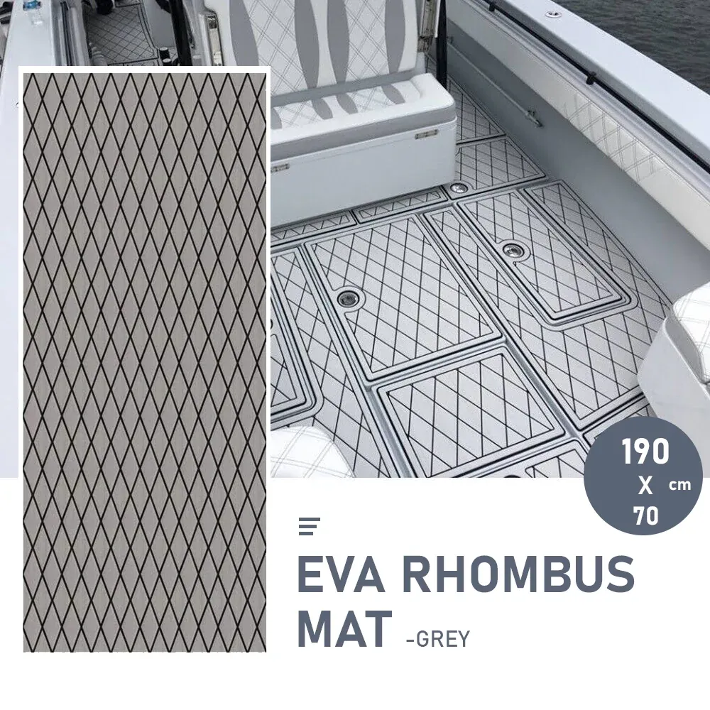 Adhesive Marine Decking EVA Foam Boat Flooring Teak Non-slip Mat Cuttable Deck Mat for Motorboat RV Yacht Kayak Surfboard 190cmx70cm Rhombus Grey — image 2