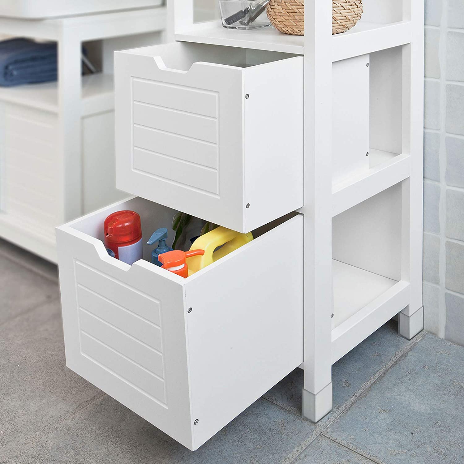 Freestanding Tall Cabinet with Standing Shelves and Drawers — image 5