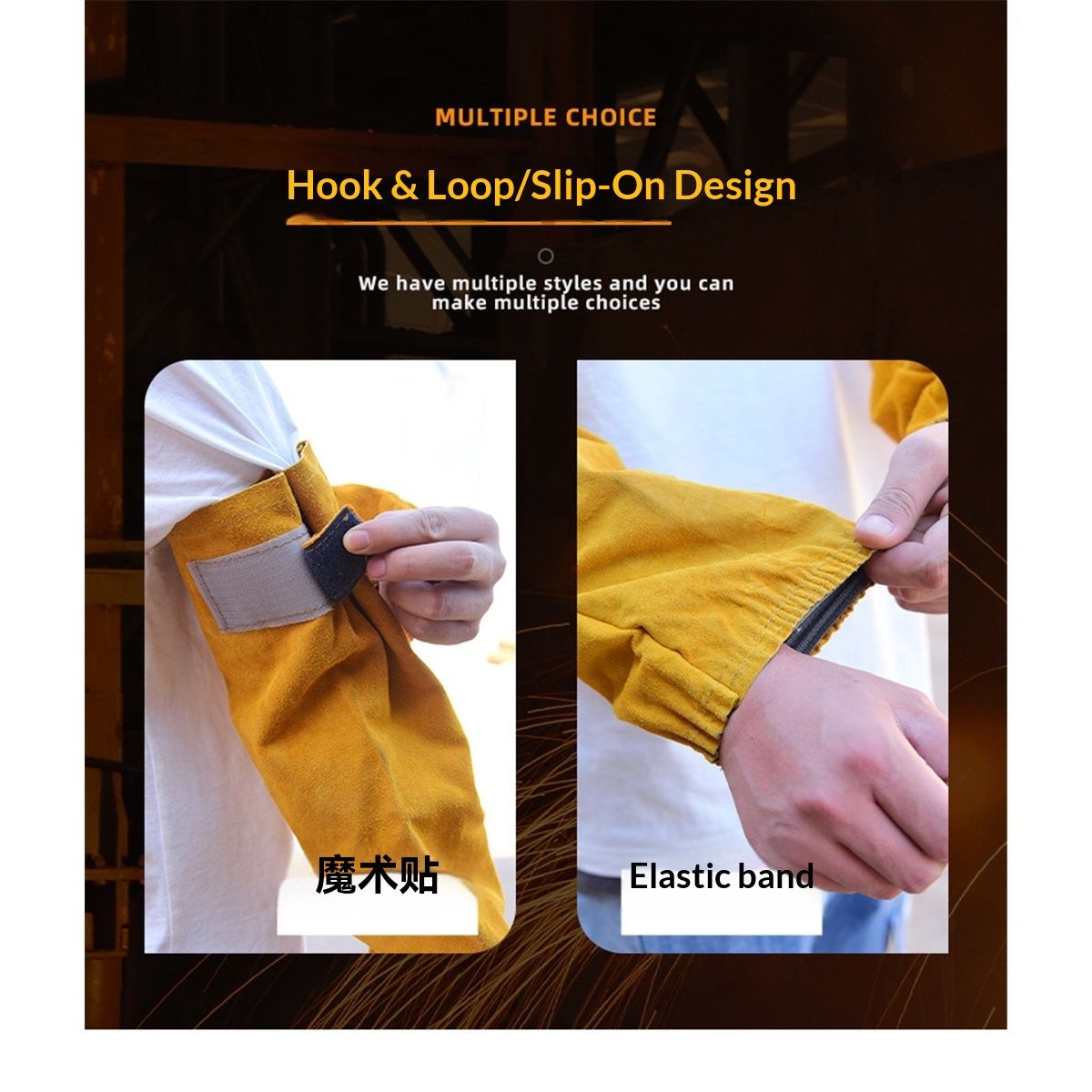 Leather Welding Work Sleeves for Men&Women - Heat&Flame Resistant Arm Protection with Stitching and Cotton Lining — image 4
