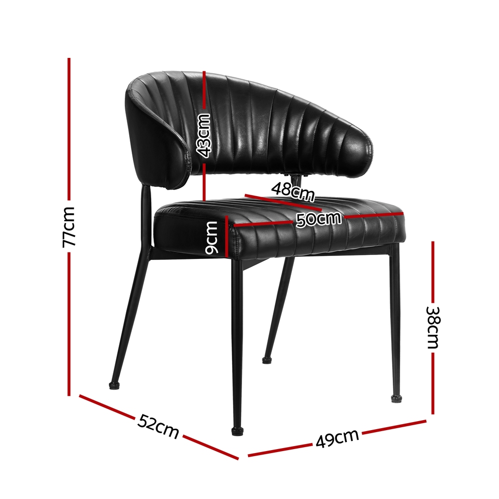 Artiss Dining Chairs Set of 2 Leather Hollow Armchair Black — image 2