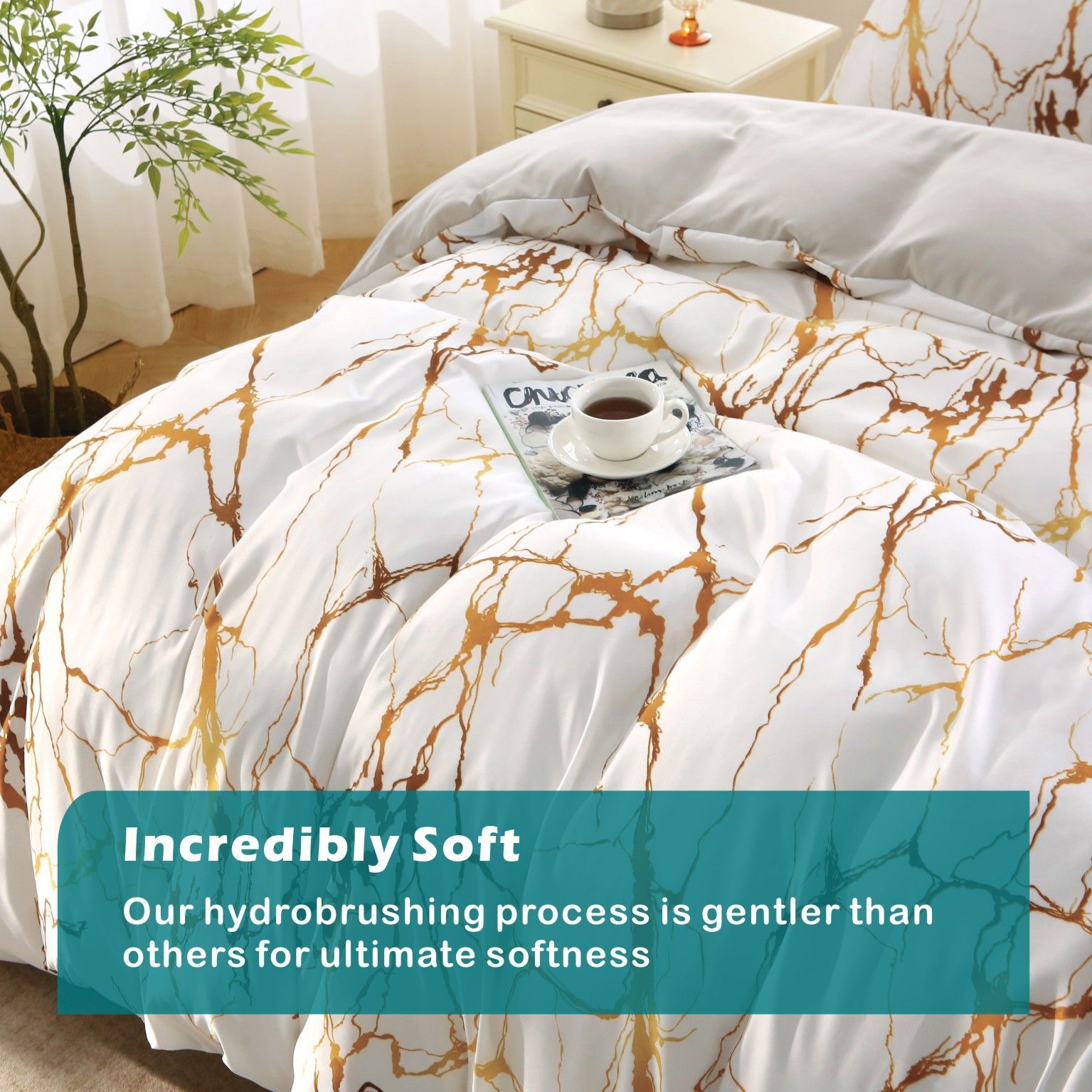 3 Piece Hotel Soft Microfiber Quilt Cover Set-2000TC Duvet/Donna Cover Set & Pillowcases -1 Quilt Cover Zipper Closure & 1 x Pillowcases-Breathable Bedding — image 4