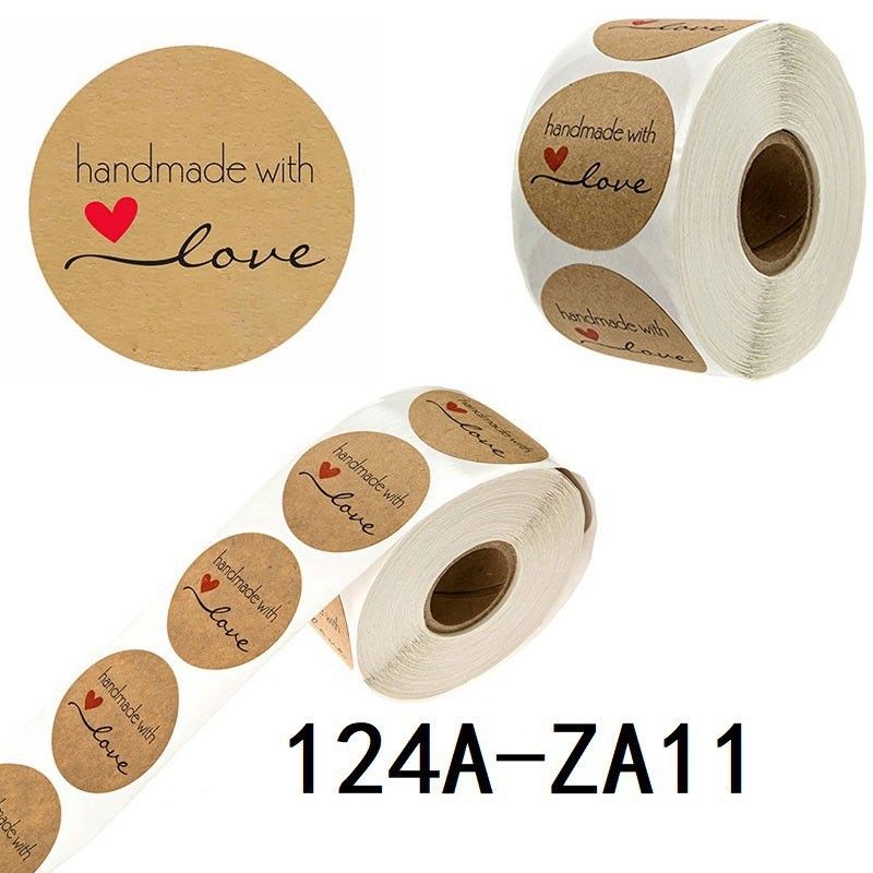 500pcs 1.5 Inch Kraft Handmade with Love Stickers Roll Baking Stickers Self-Adhesive Stickers Labels Roll Decor Tags โ image 5
