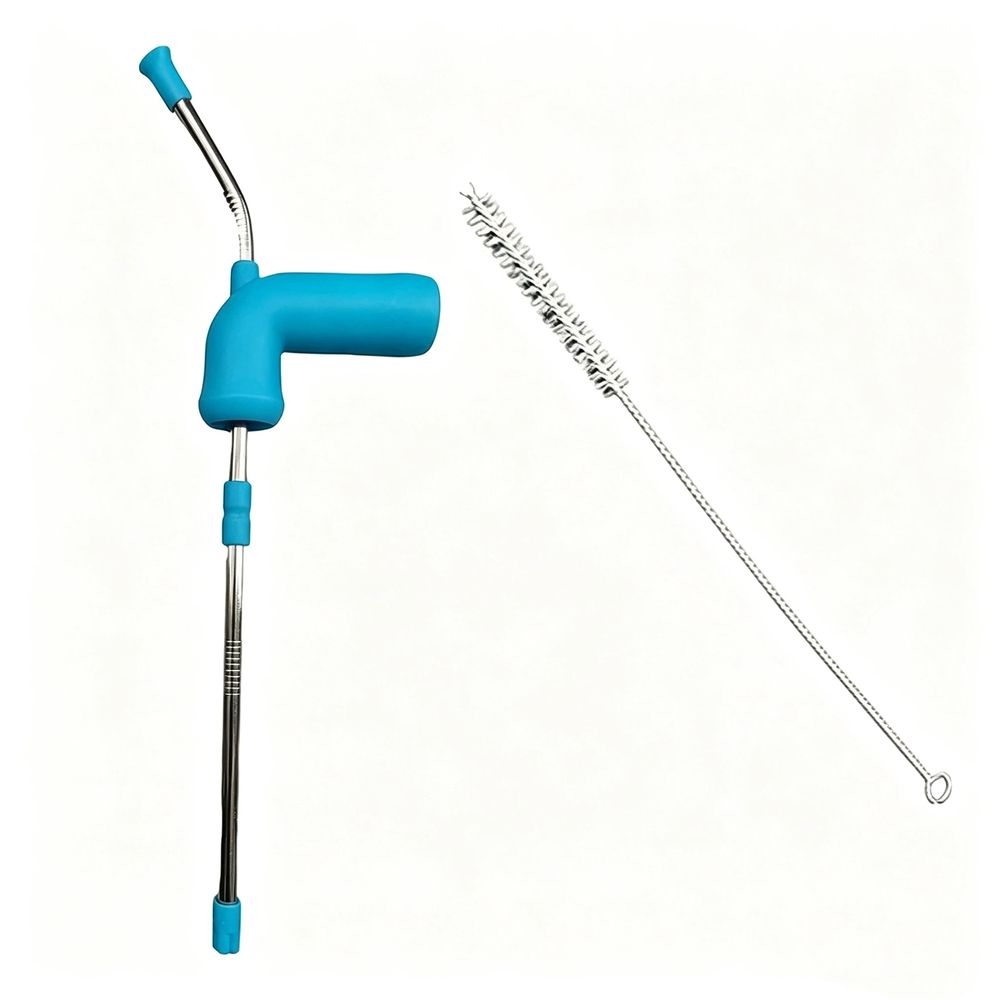 Beer Snorkel Funnel Dispenser Beer Chugger Stainless Steel Straight Tube Drinking Chug Can and Bottle Straw (with Straw Brush)
