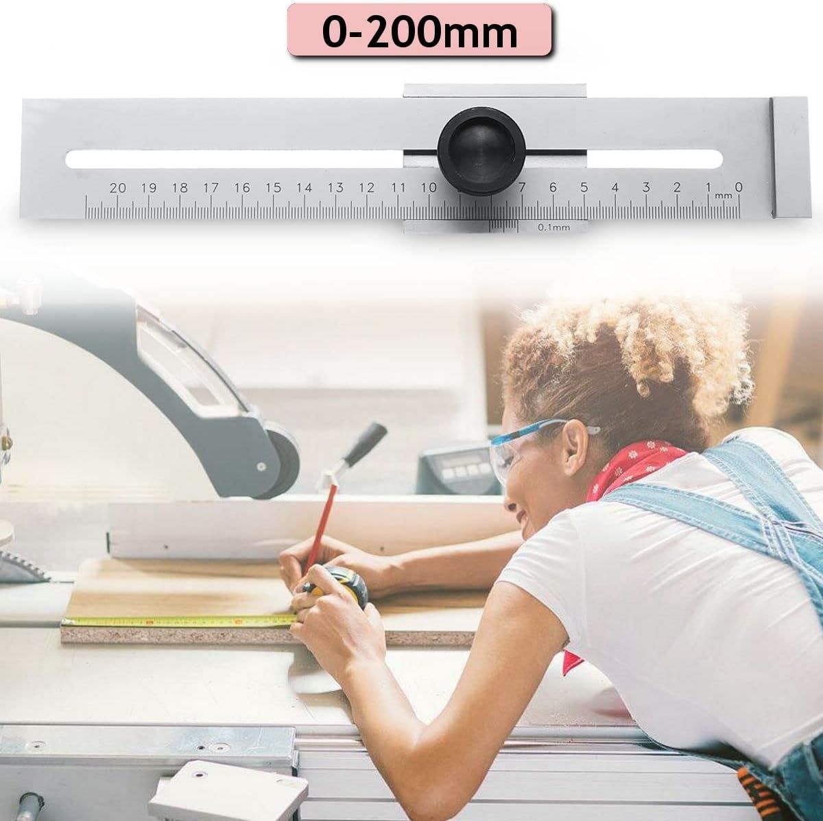 Sliding Line Ruler Precision Carbon Steel Ruler Woodworking Parallel Ruler Marker Gauge Marking Tool (200mm) — image 5