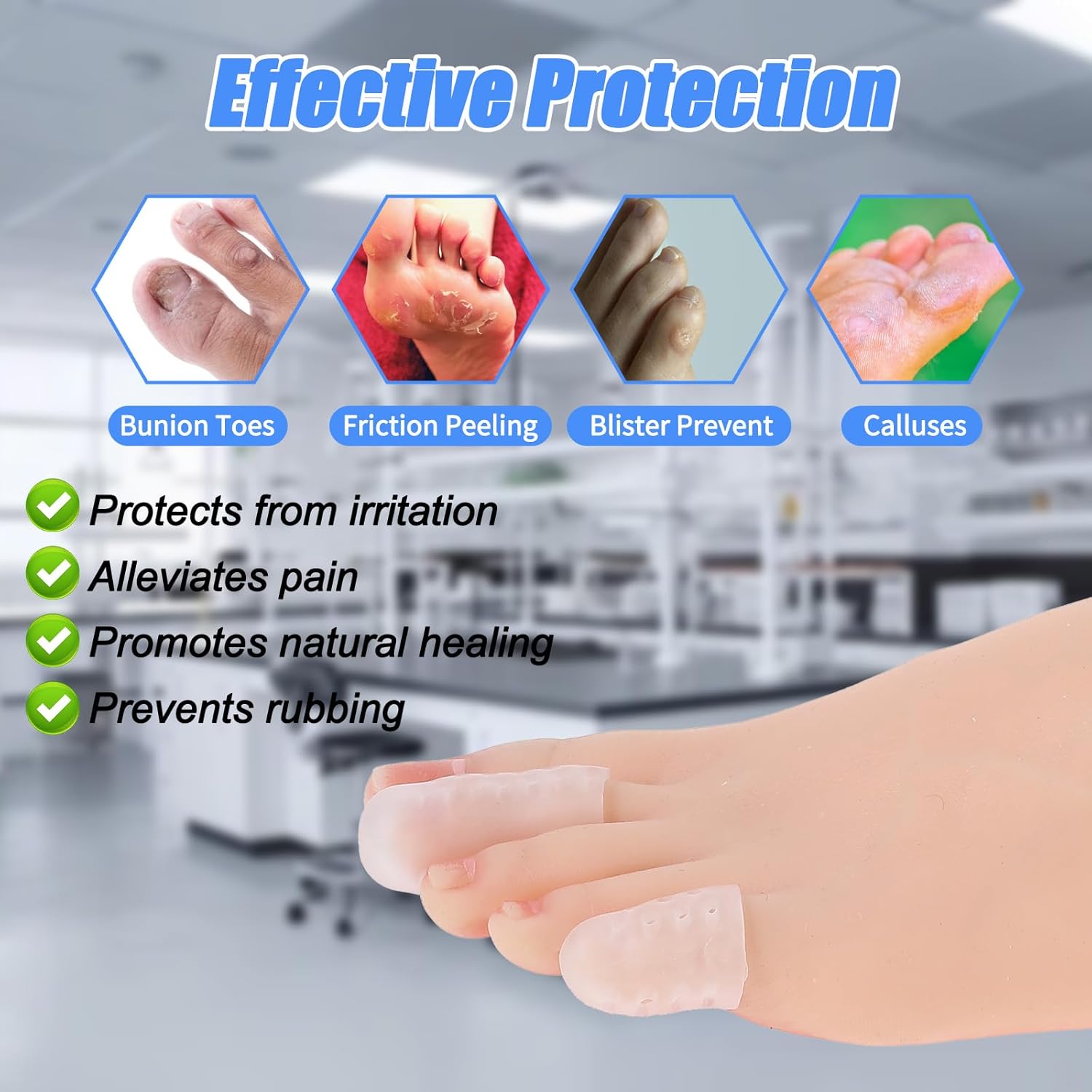 16 Pcs Gel Toe Protectors, Silicone Toe Caps Protectors for Women and Men Toe Covers Guards Sleeves for Pain Relief Shoes Cushions for Blisters and Corns — image 3