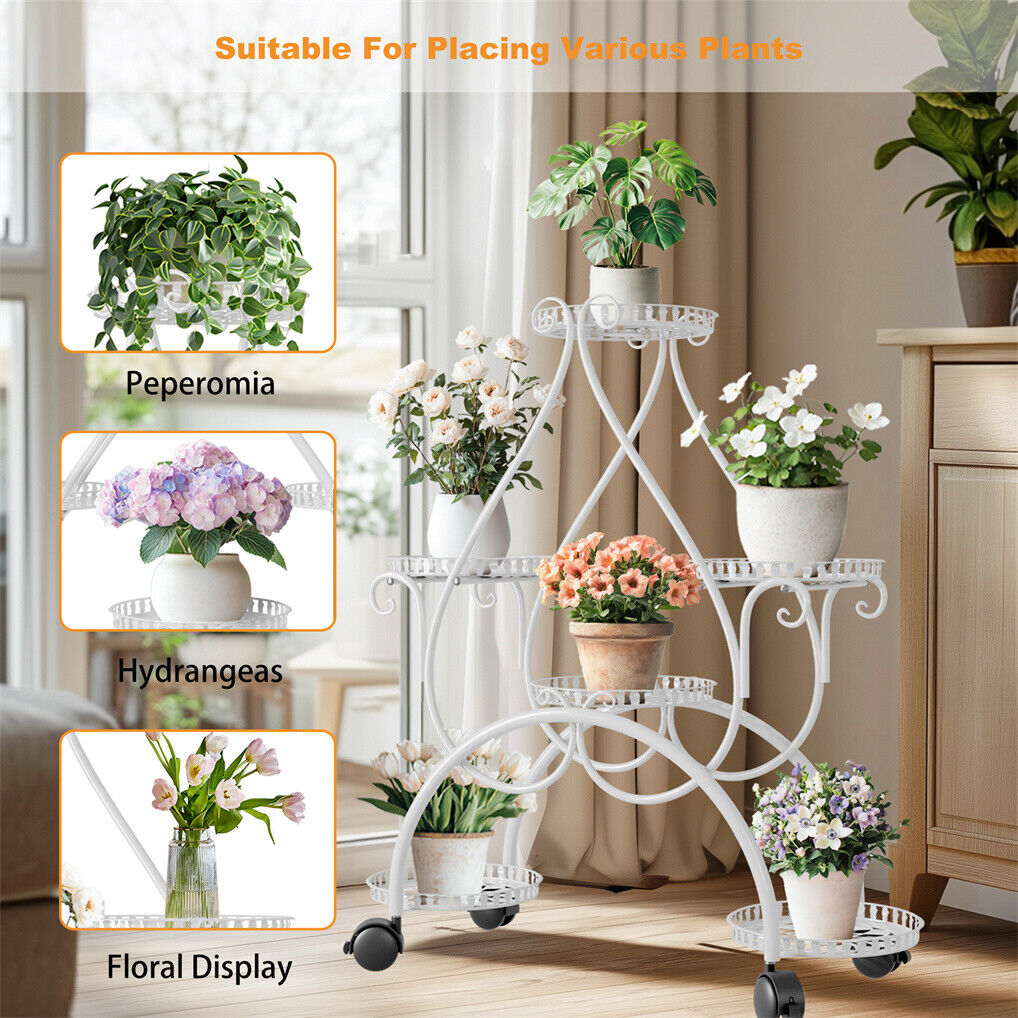 Movable Metal Plant Stand Garden Cart Indoor/Outdoor Decor — image 5