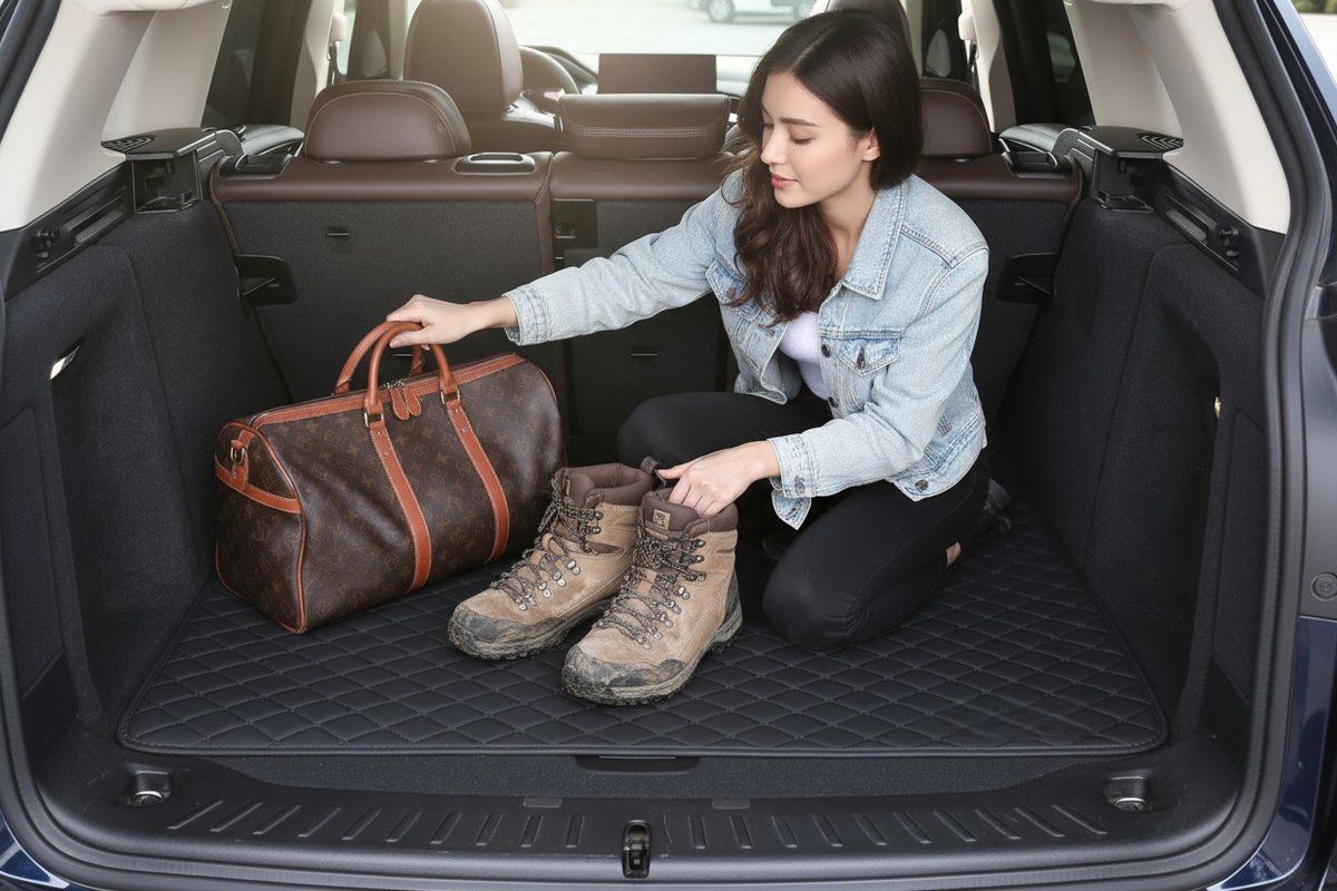 Universal Trunk Protection, Car Blanket for Dogs, Car Mat PU Leather with Diamond Pattern, Durable Cargo Area Protector, SUV and Hatchback — image 4