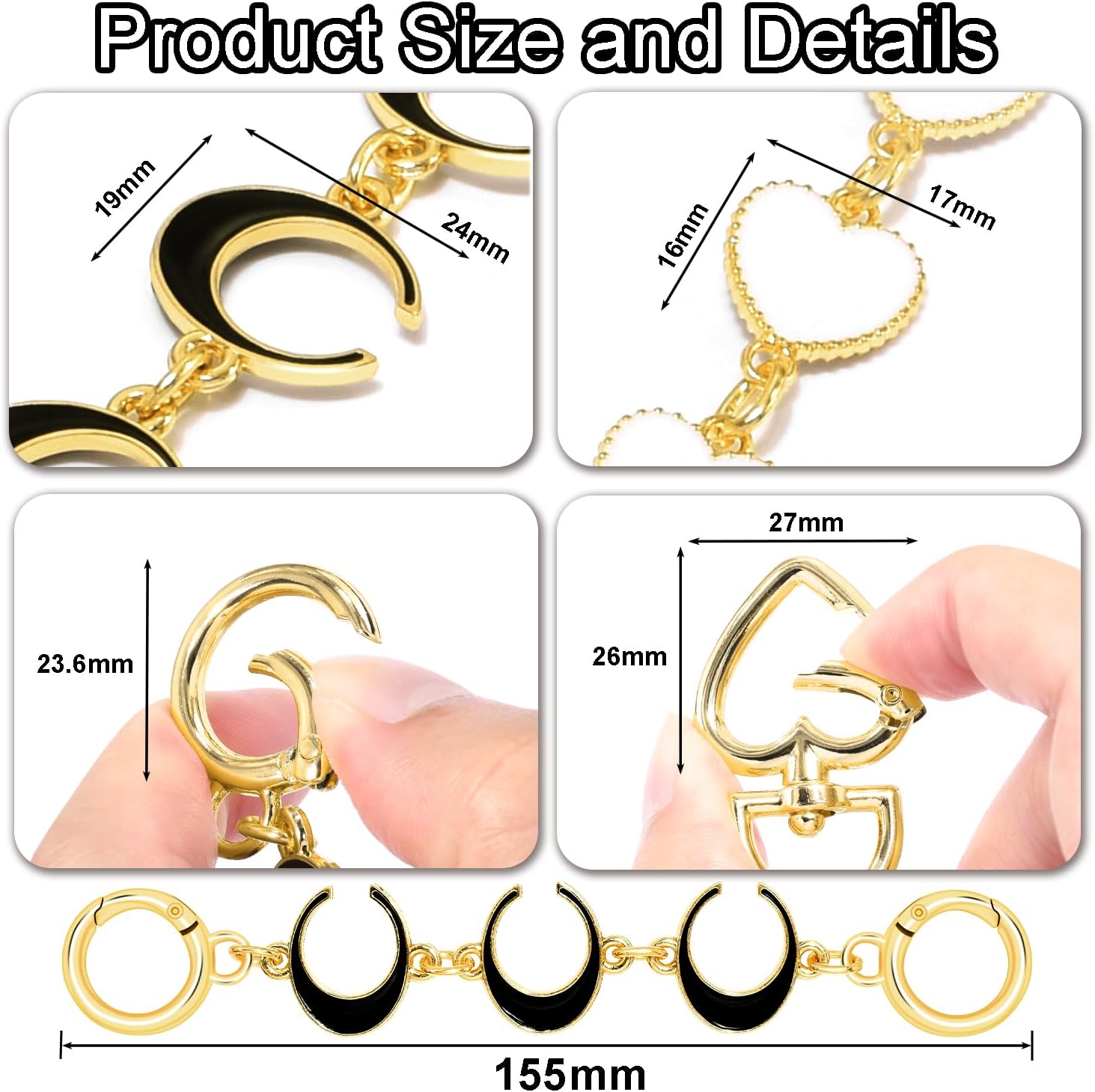 2PCS Purse Extender Chain Bag Chain Extender Gold Purse Chains for Crossbody — image 2