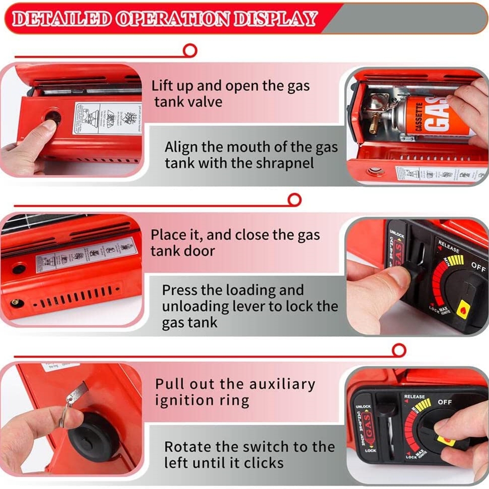 Portable Butane Gas Heater Camping Camp Tent Outdoor Hiking Camper Survival Red — image 2