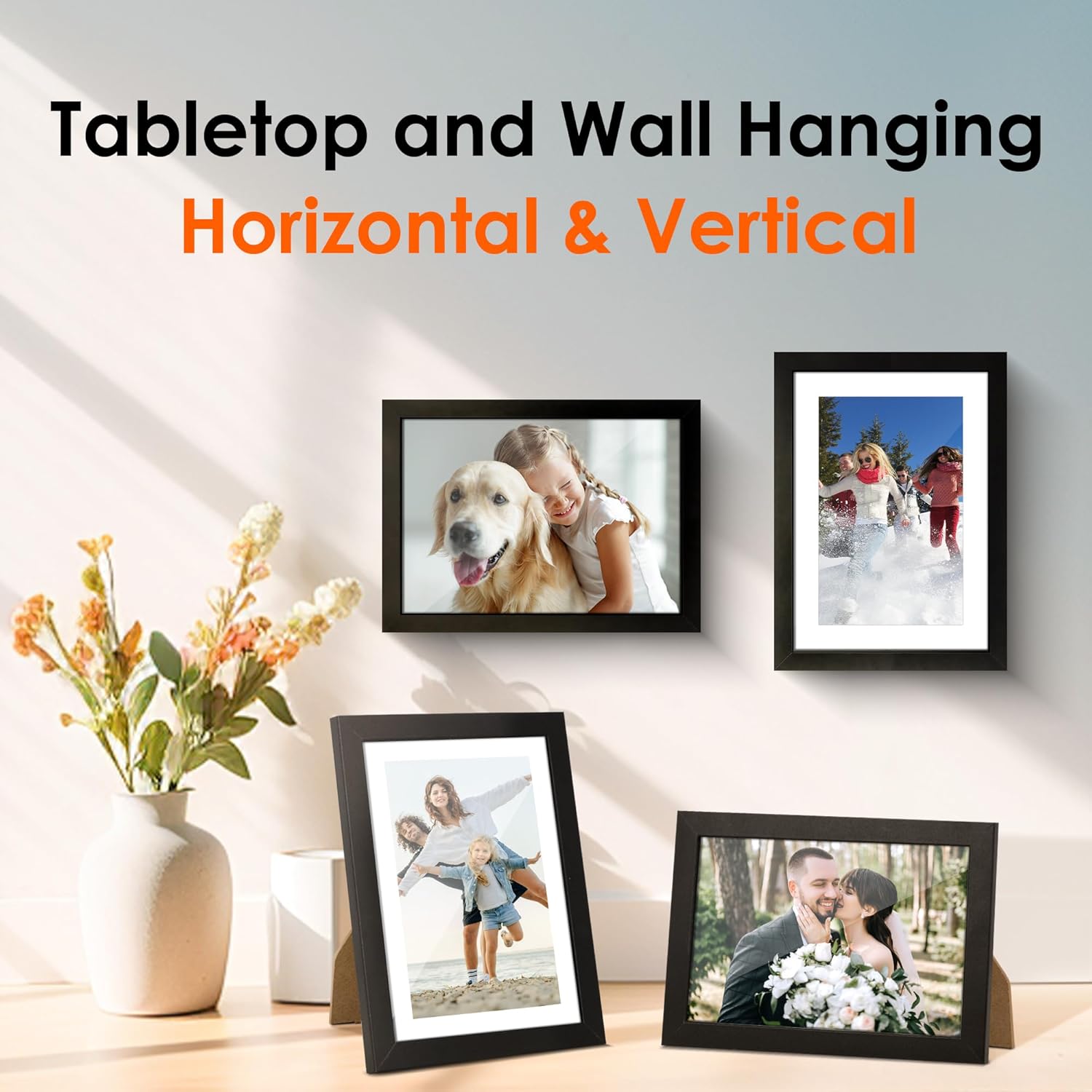 5x7 Picture Frame Set of 2 & 8x10 Picture Frame Set of 2, Photo Frame with HD Plexiglass, Display Pictures 5x7 with Mat or 8x10 Without Mat โ image 5