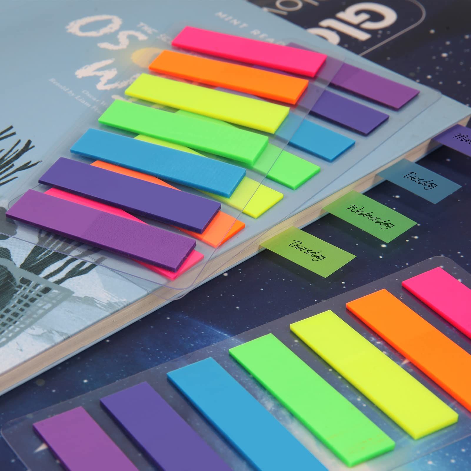 980 Pcs Sticky Notes Flags, 7 Color Index Tabs Index Flag Bright Colors Page Index Stickers Translucent Page Makers — image 5