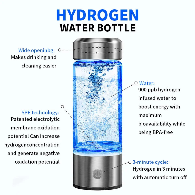 Portable Electric Hydrogen Water Bottle Silver — image 5