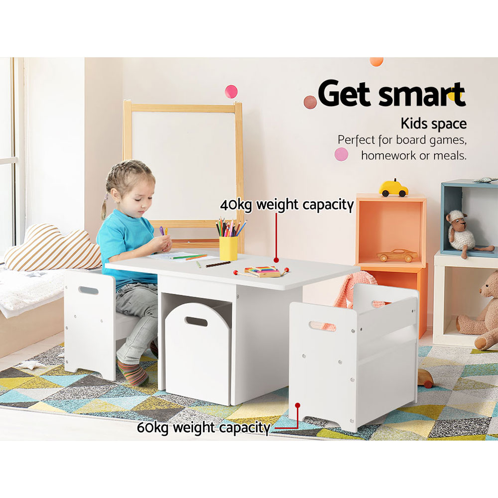 Keezi 3PCS Kids Table and Chairs Set Storage Toys Play Activity Desk โ image 4