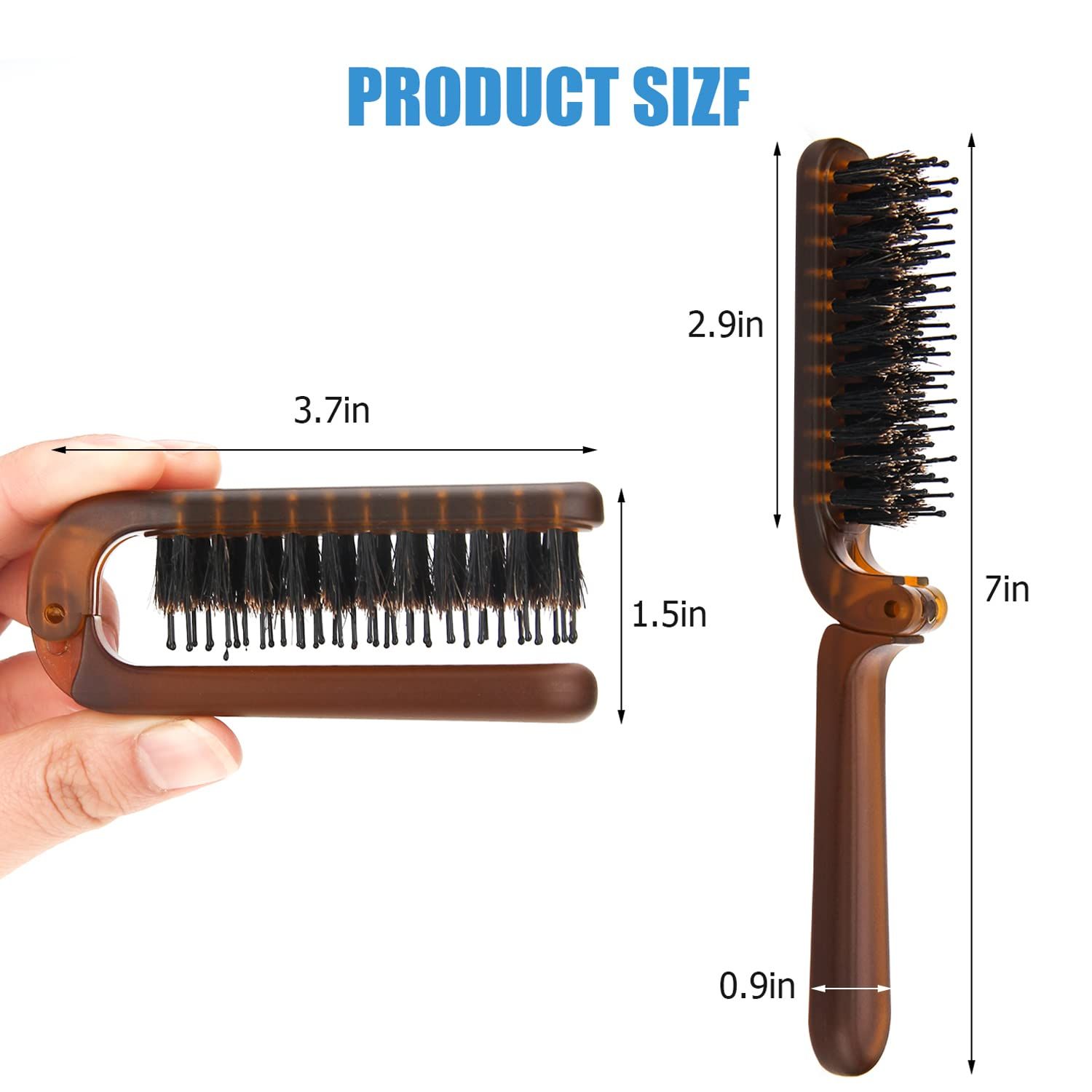 Travel Folding Hair Brush, Collapsable Portable Pocket Boar Bristle Hair Brush for Thin Thick Hair, Mini HairBrushfor Men Women β image 4