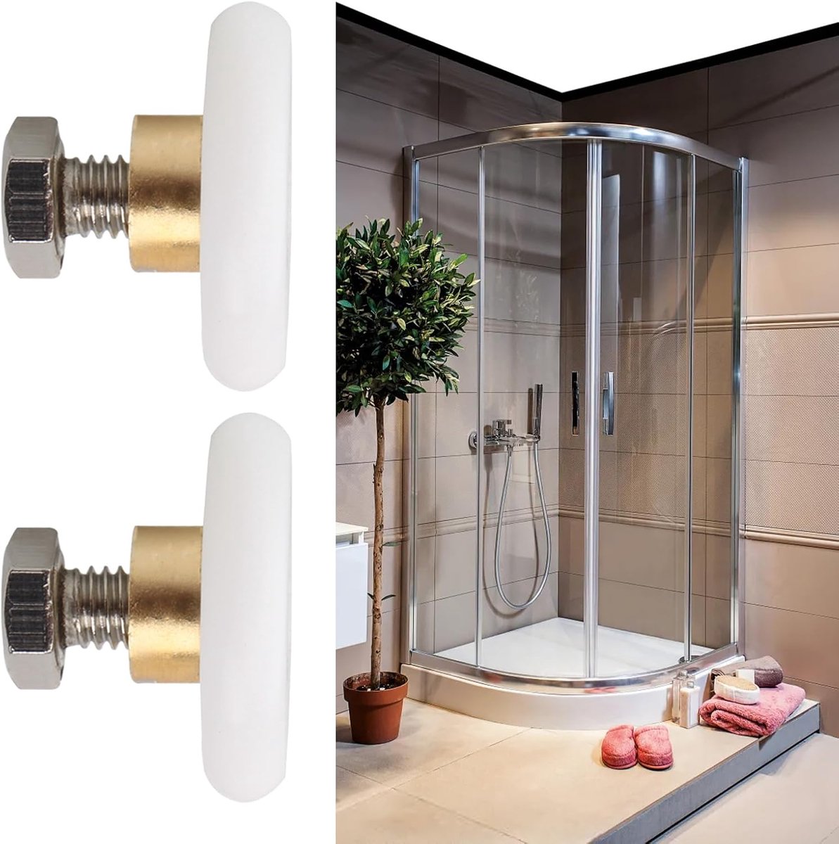 4 pieces - Shower door caster - Shower door wheels - Shower wheels - Sliding door wheels - Shower cabin wheels - diameter 19mm - Replacement parts for bathroom — image 5