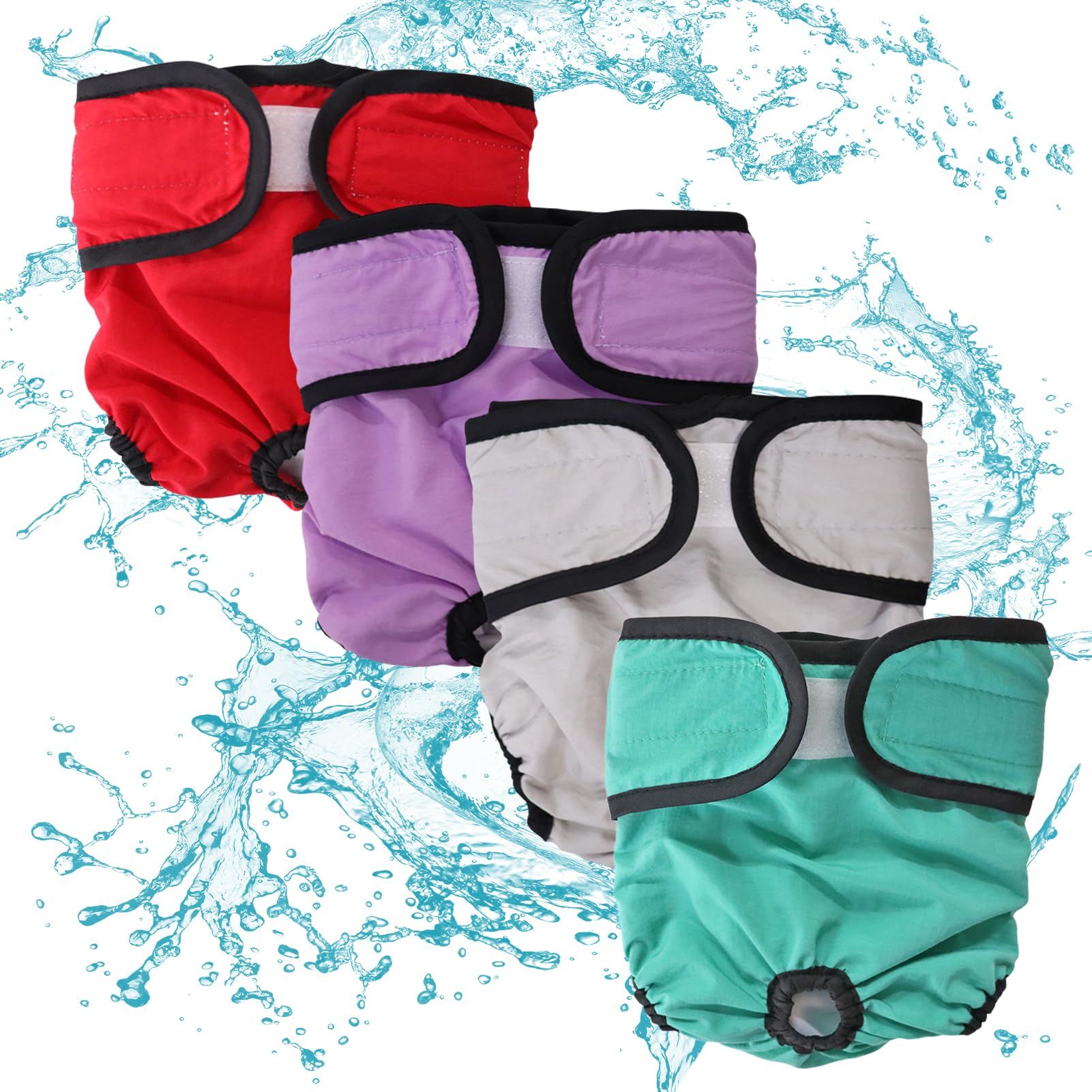 Teamoy 4pcs Washable Female Dog Diapers, Reusable Doggie Diaper Wraps for Female Dogs, Super-Absorbent and Comfortable, Small โ image 3
