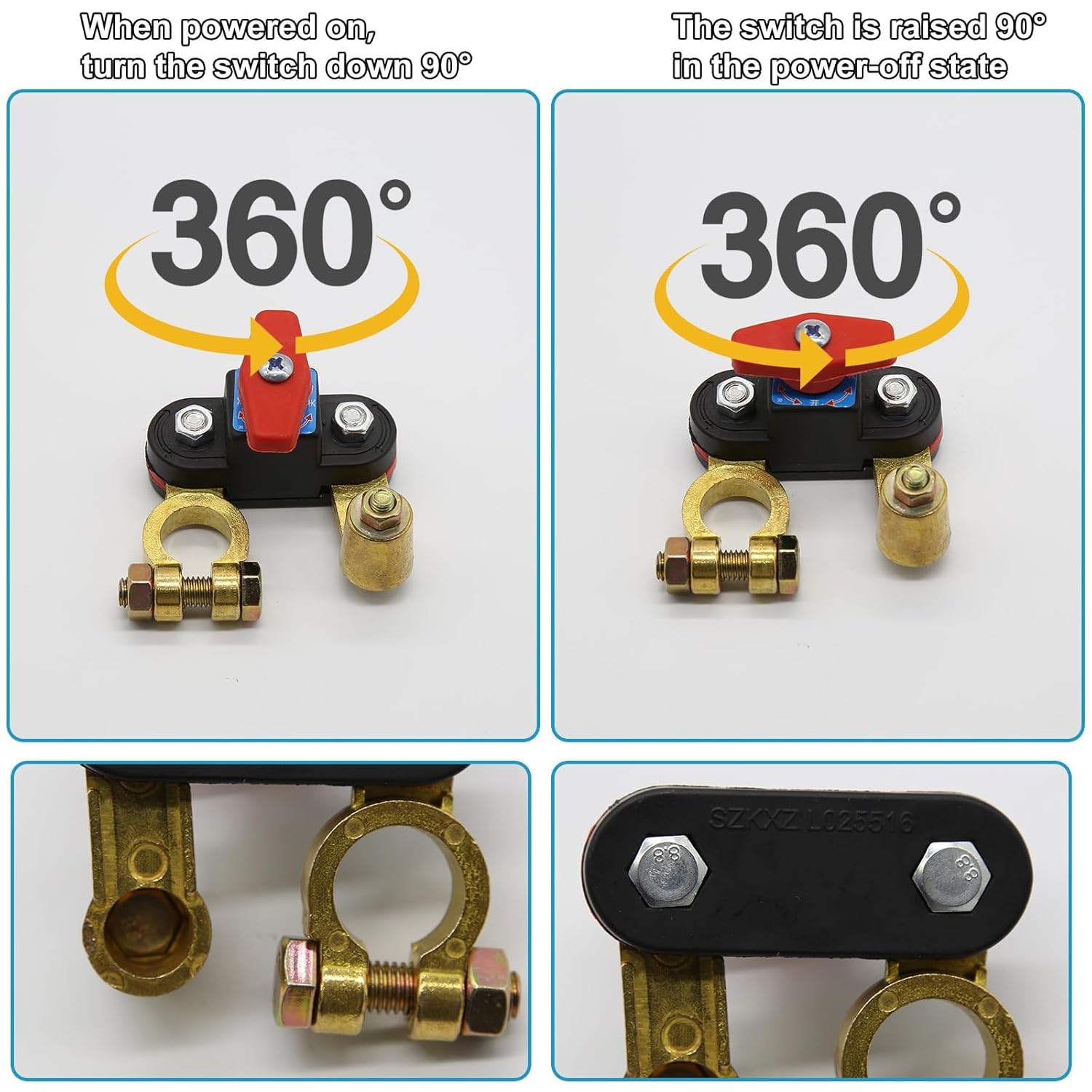 Car Battery Power Cut-off Switch Circuit Breaker, Adjustable Pure Copper Stable Transmission High Conductivity 12v-24v Disconnect Switch Smart Car Truck Boat — image 5