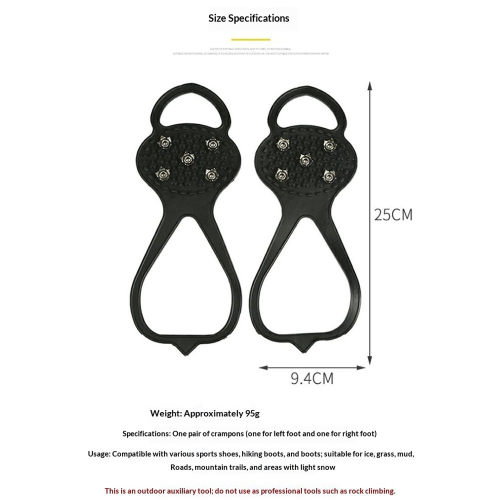 2 Pair Universal Non-Slip Gripper Spikes, Universal Gripper Spikes Non Slip Shoe Grips, Traction Cleats Ice Snow Grips Anti Slip Silicone for Hiking — image 5