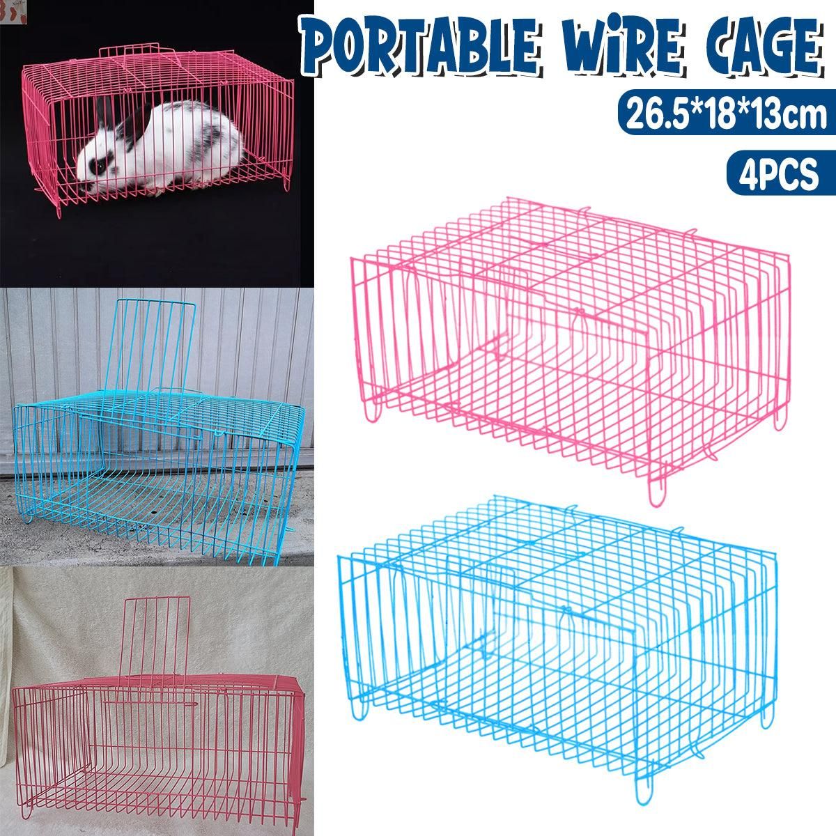 4pcs Wire Simple Bird Cage Hamster Cage Portable Small Animal Enclosure Set