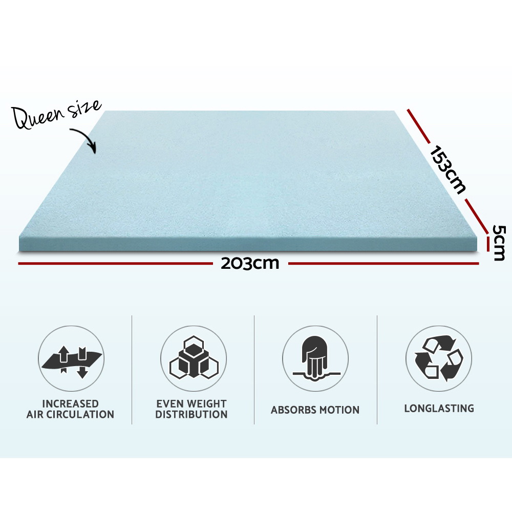 Giselle Bedding Memory Foam Mattress Topper Cool Gel 5cm Queen โ image 2