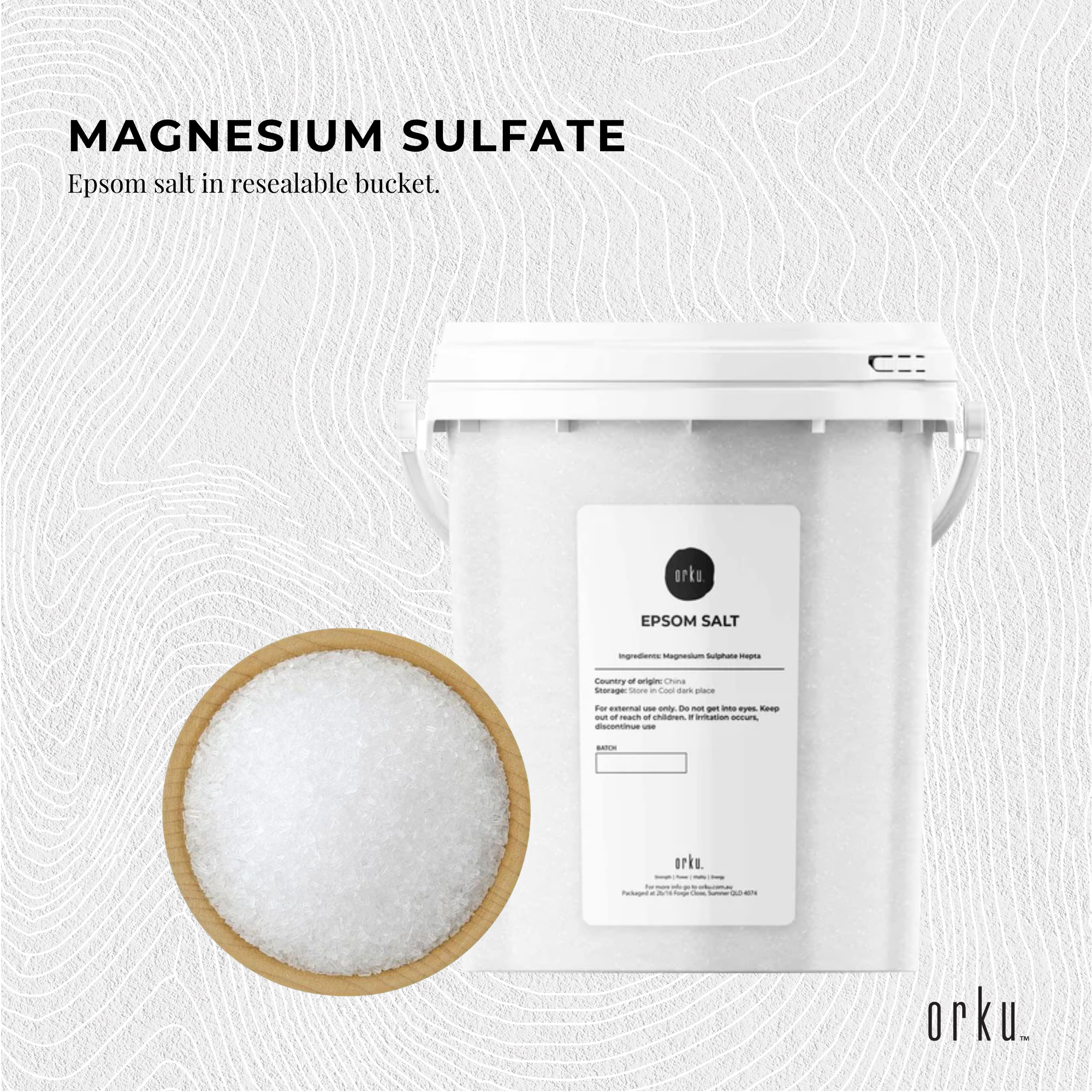 Orku 1.3kg Epsom Salt Tub - Magnesium Sulphate For Bath Skin Body Skin Care — image 3