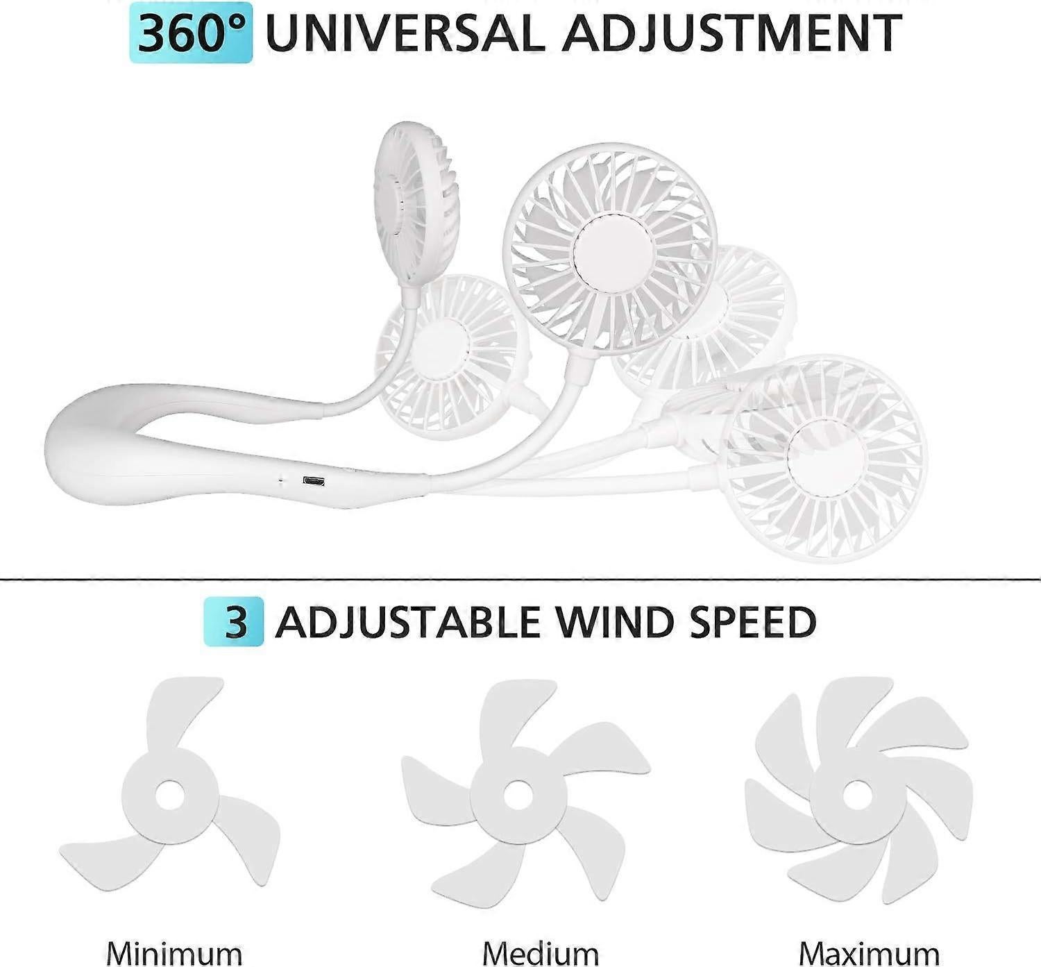 Hanging Neck Aromatherapy Fan Portable 3000mAh Battery Rechargeable Mini USB Personal Fan-White โ image 3