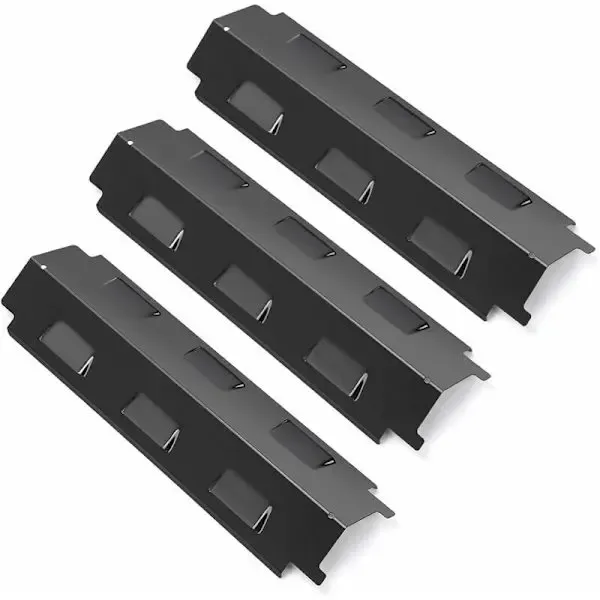 3 Pack Gas Grill Heat Plate Set, Porcelain Steel Burner Cover Replacement for Char-Broil and Kenmore Grills, 37 cm