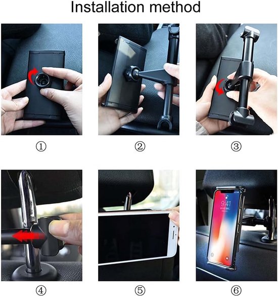 Smartphone holder - Multifunctional car phone holder with clip - Adjustable phone holder - Telescopic phone holder - Car phone holder for headrest, Car tablet — image 6