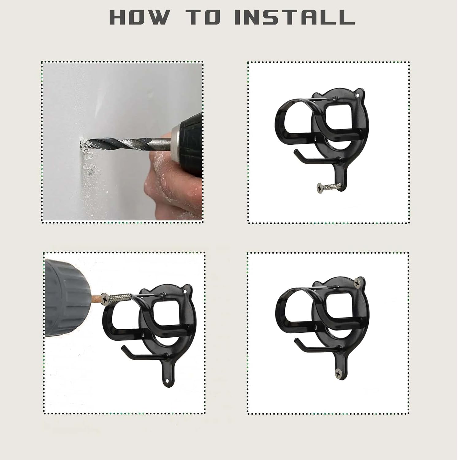 6 Counts Horse Bridle Rack Bracket Hooks Metal Halter Hanger with Tubes and Screws for Barn Supplies, Black โ image 4