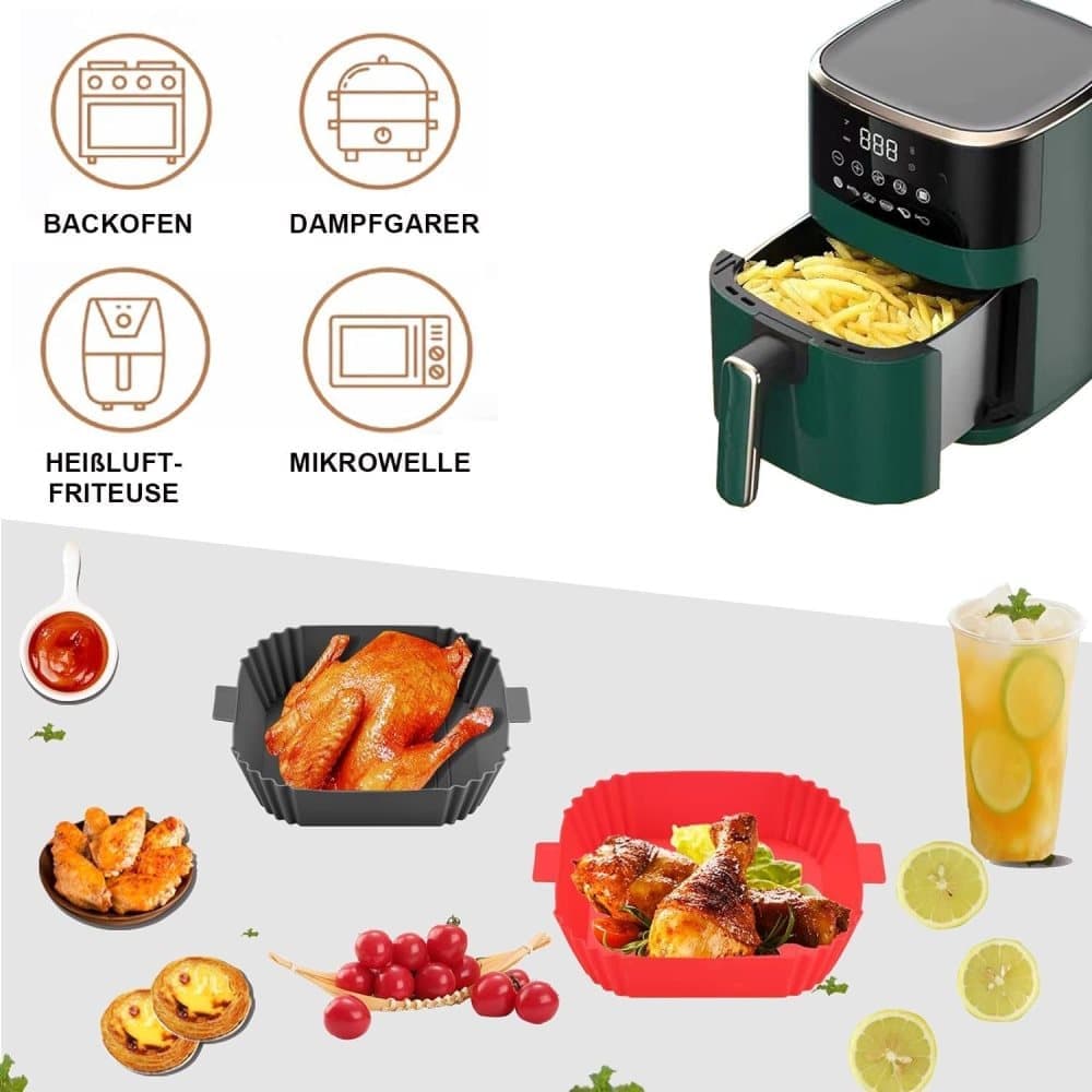2-Pack Airfryer Silicone Basket, Non-Stick Reusable Easy to Clean, Compatible with Philips, Gray — image 3