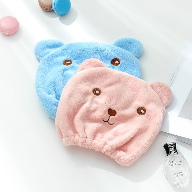 Women Girl Hair Dry Cap Hair-Drying for Head Wrapped Towel Absorbing Bathing Tu Dry Hair Cap Bear Shower Cap Animal Hair-Drying — image 2