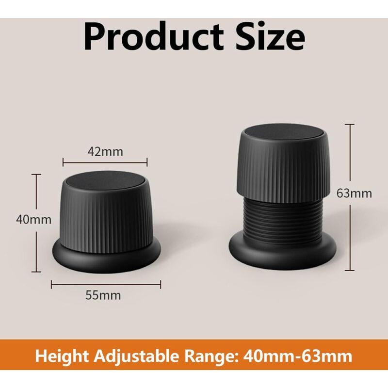 4 Pcs Adjustable Boosters Antiderapants for Furniture Black, Beds Sofas, Tables and Chairs Legs of Furniture Reglables of 4.1 to, 6.3 cm โ image 2