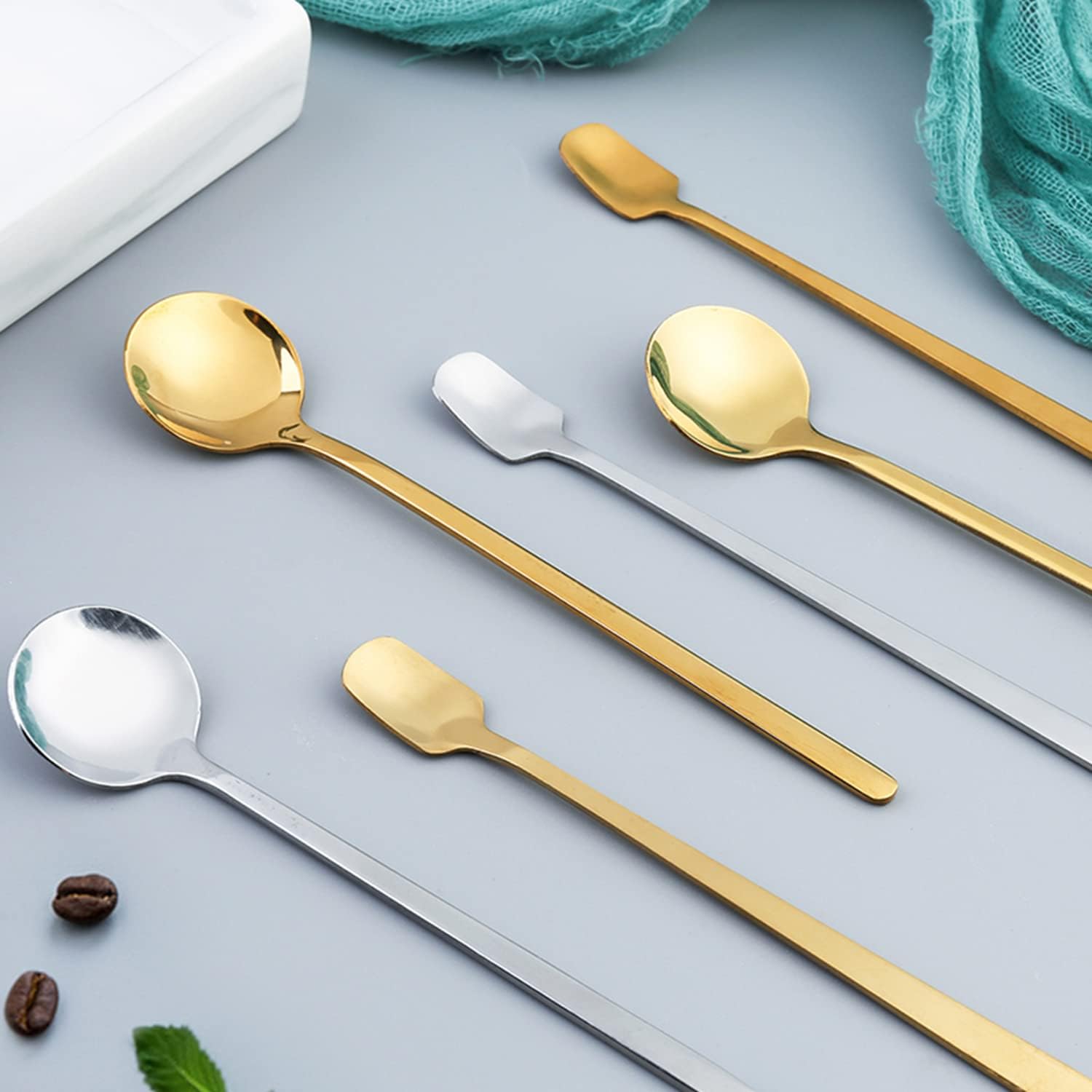 4 Pack Stainless Steel Coffee Spoon, 6.7 Inch Stirring Spoons, Cocktail Stirring Spoons for Coffee Tea Dessert Cake Ice Cream Cappuccino (Silver) — image 4