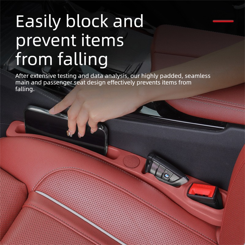 Brown Car Seat Gap Filler Strip with Integrated Storage Slot Universal Interior Organizer for Mobile Phones and Keys Safety Solution for Local Drivers — image 2