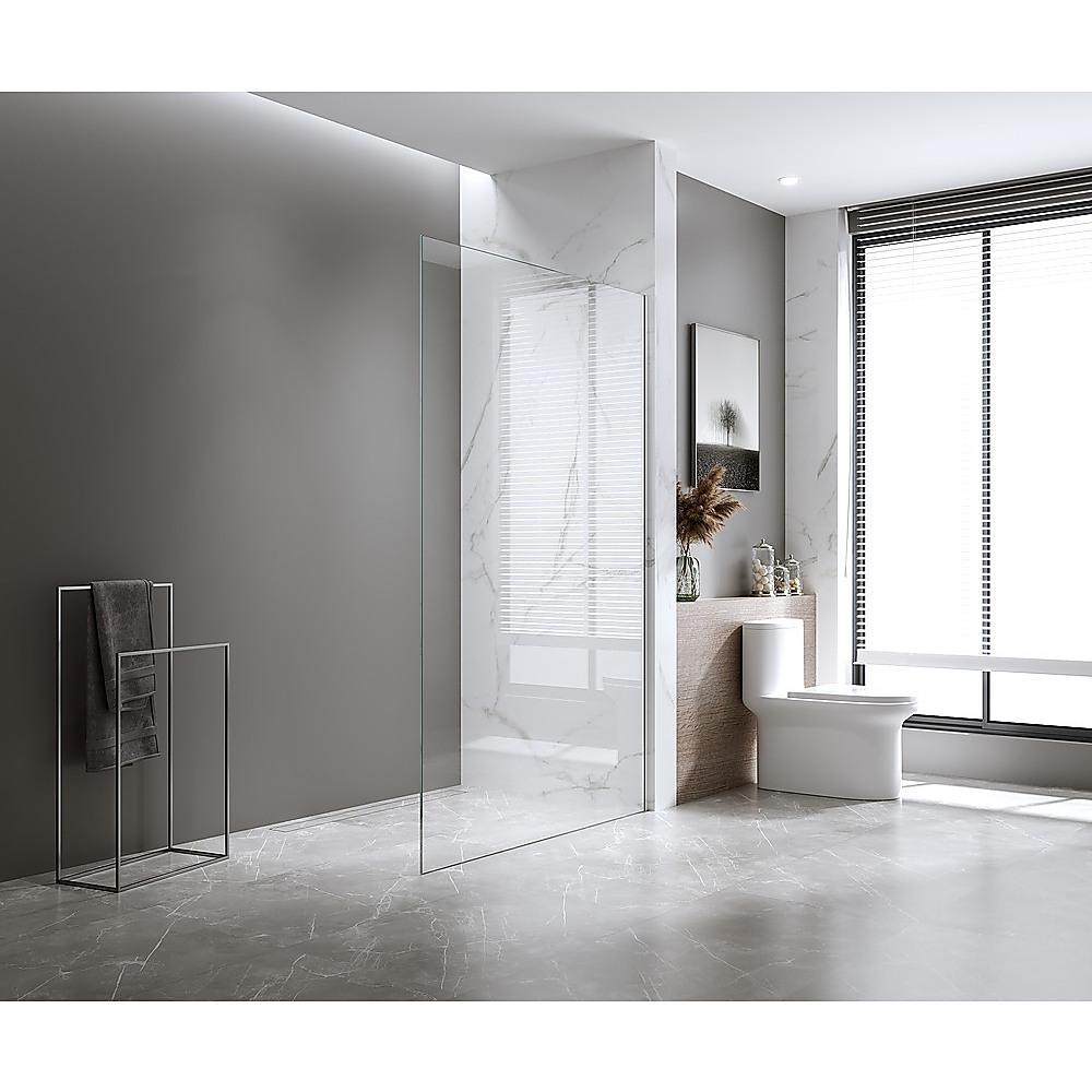 110x200cm Glass Shower Screen with Gold Wall Channel and Round Pole โ Sleek, Durable Bathroom Upgrade