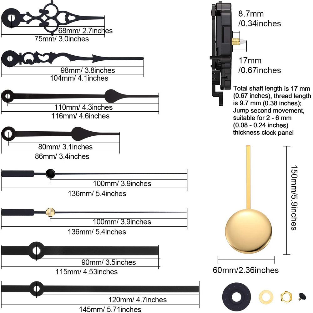 Quartz Pendulum Trigger Clock Movement Chime Music Box Completer Pendulum Clock Kit with 3 Pairs of Spades, Fancy โ image 2