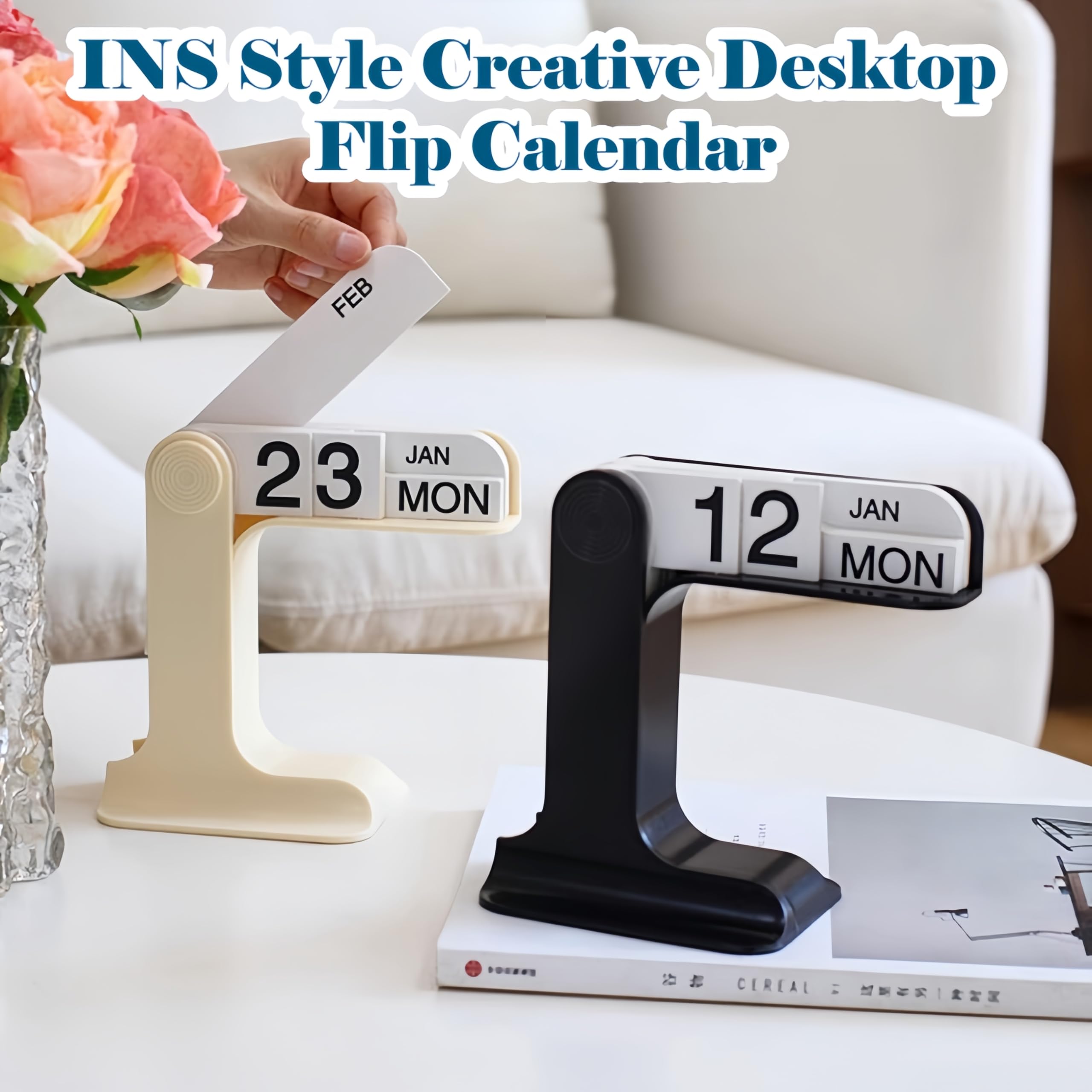 1 Piece Perpetual Desk Calendar with Retro Date Display for Home Offices, Study Desks and Everyday Decorative Organisation, Black — image 3