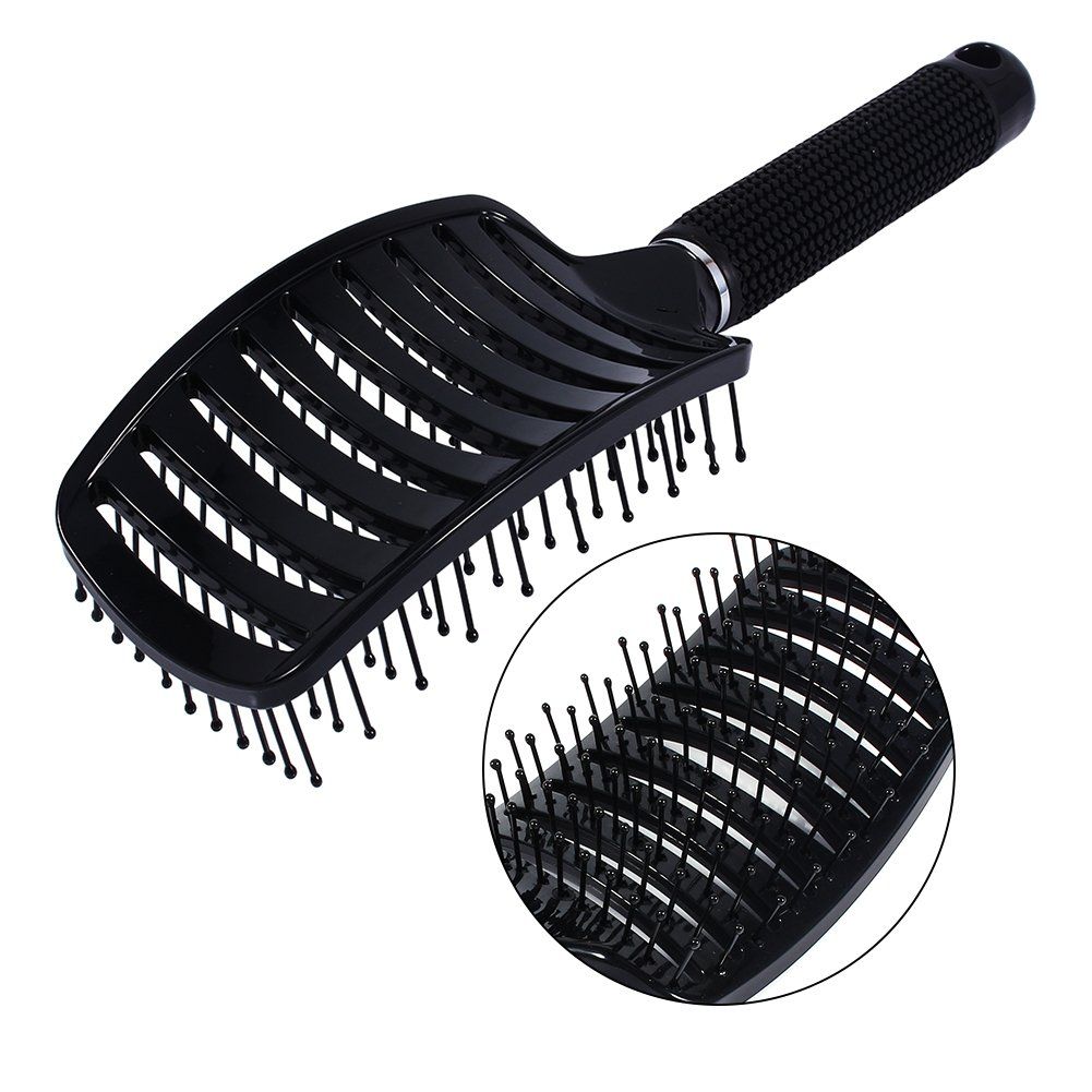 Curved Vented Styling Hair Brush, Detangling Thick Hair Massage Blow Drying Brush Massager Comb Brush (Black) โ image 3
