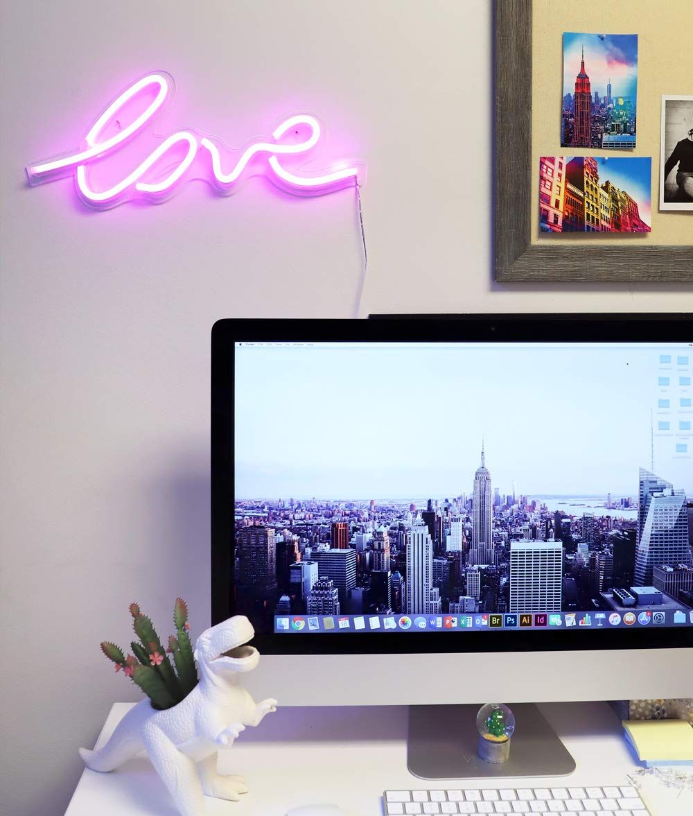 LED Neon Pink “Love” Wall Sign For Cool Light, Wall Art, Bedroom Decorations, Home Accessories, Party, Valentines Day, and Holiday Decor: Powered by USB Wire — image 2