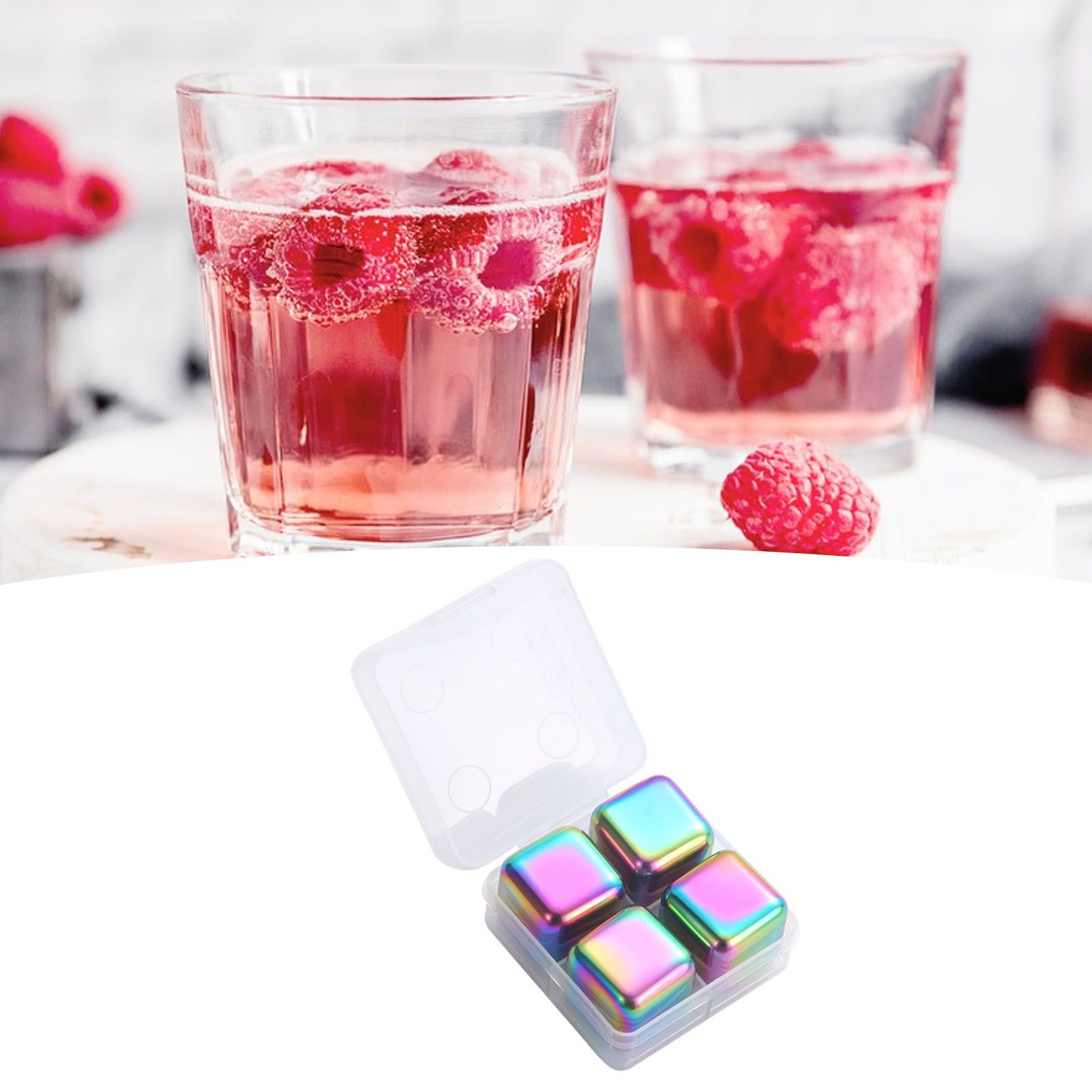 Metal Ice Cubes Stainless Steel Reusable Quick Chilling Clean Whiskey Stone with Ice Tong for Drink Beverage Colorful โ image 3