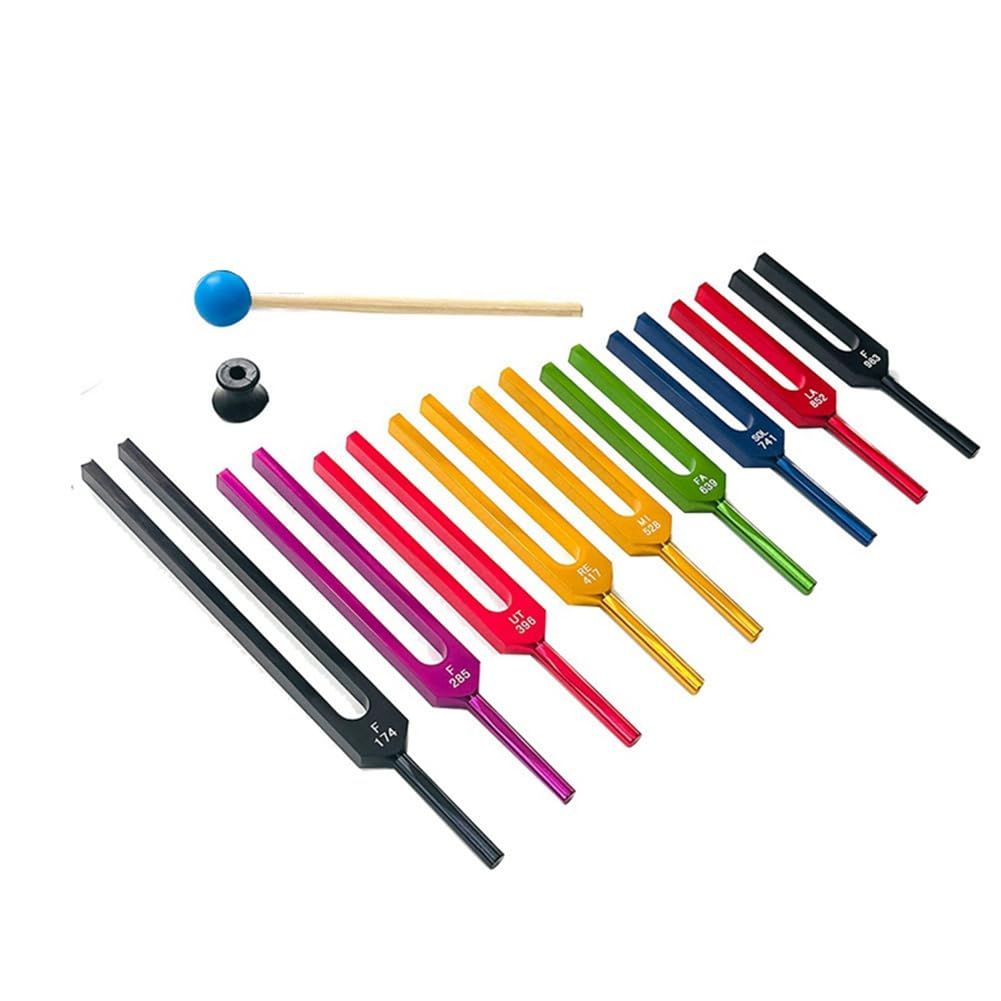 9 Piece Colorful Aluminum Alloy Tuning Forks For Therapy, Voice Therapy Colored 9-piece group — image 2