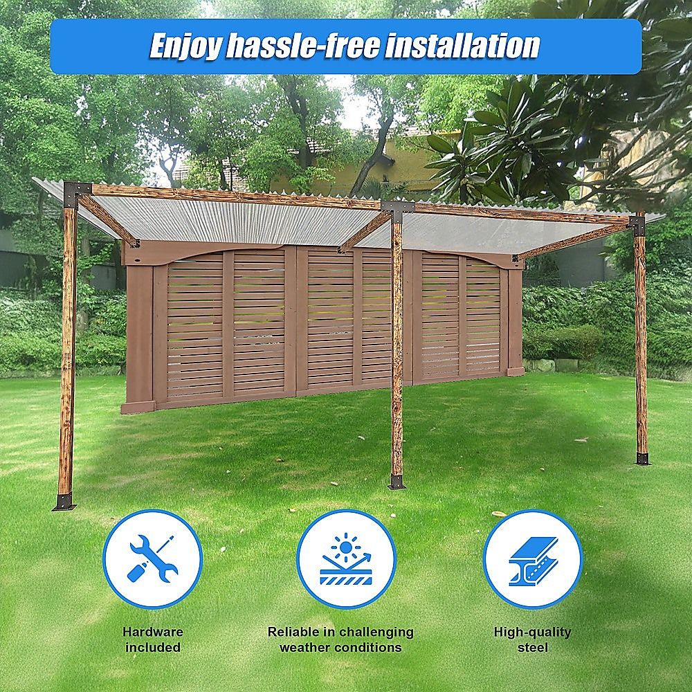 Roof Pergola Gazebo Shed Matte Black Steel Brackets DIY Kits — image 6